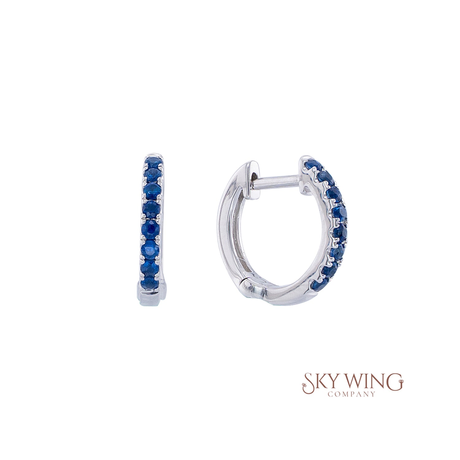 BLUE SAPPHIRE ROUND SHAPE HUGGY EARRING