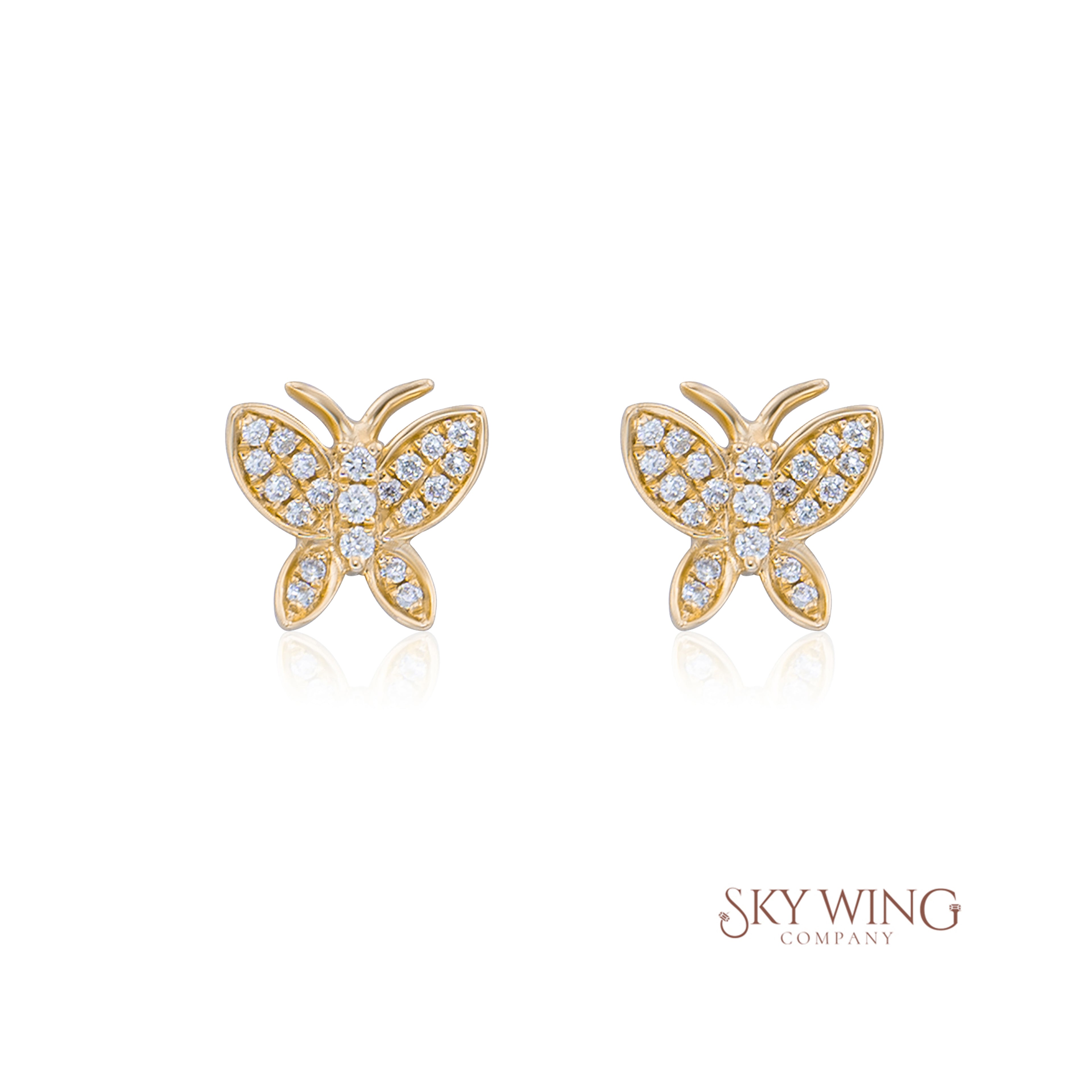 Diamond Butterfly Studds