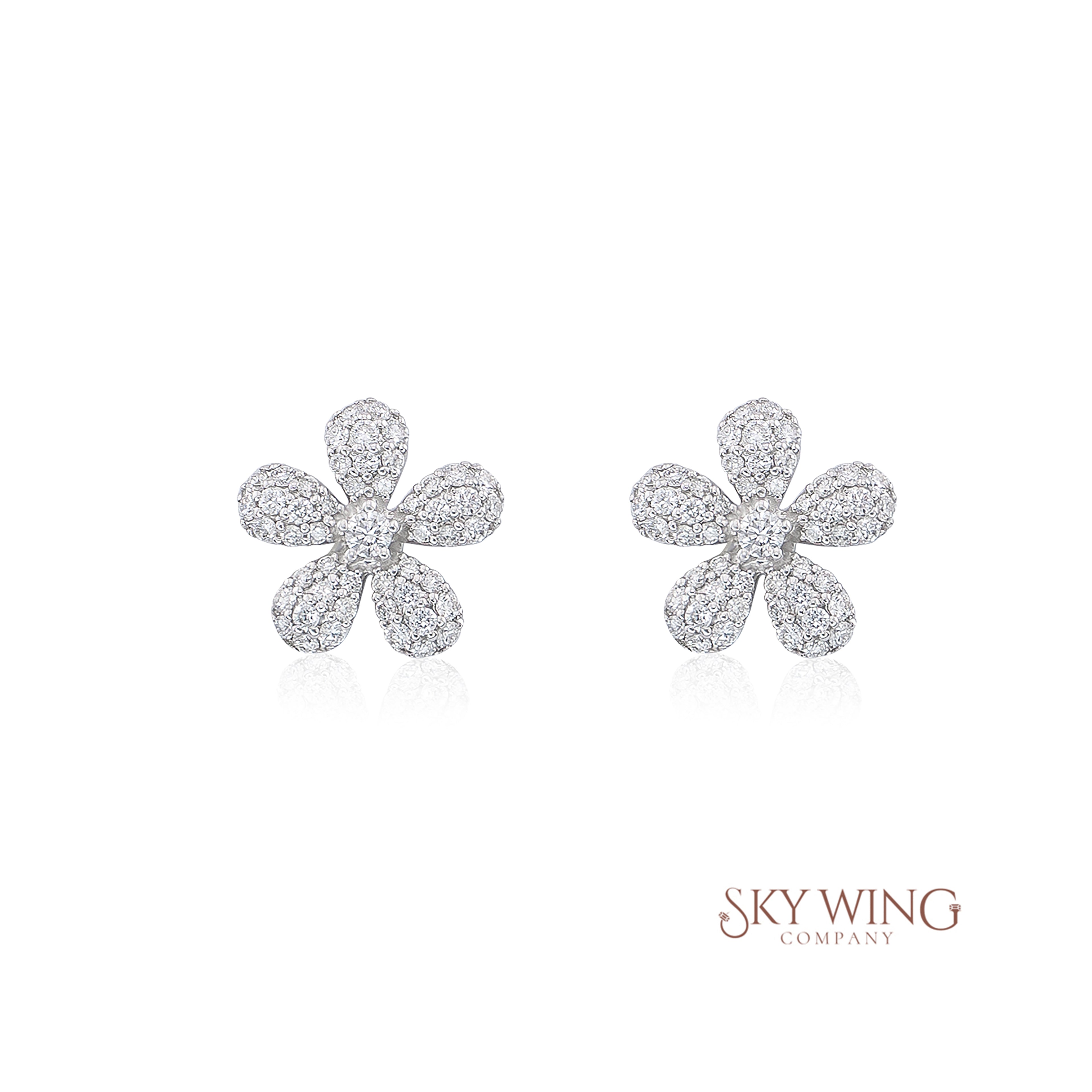 DIAMOND FLOWER STUDD EARRING