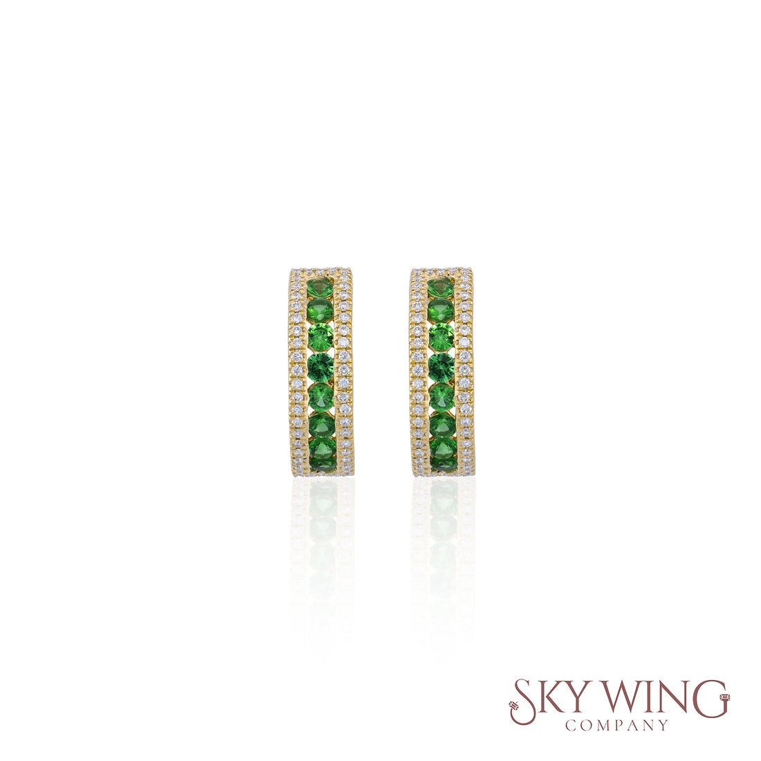 DIAMOND AND TSAVORITE ROUND HOOP EARRINGS