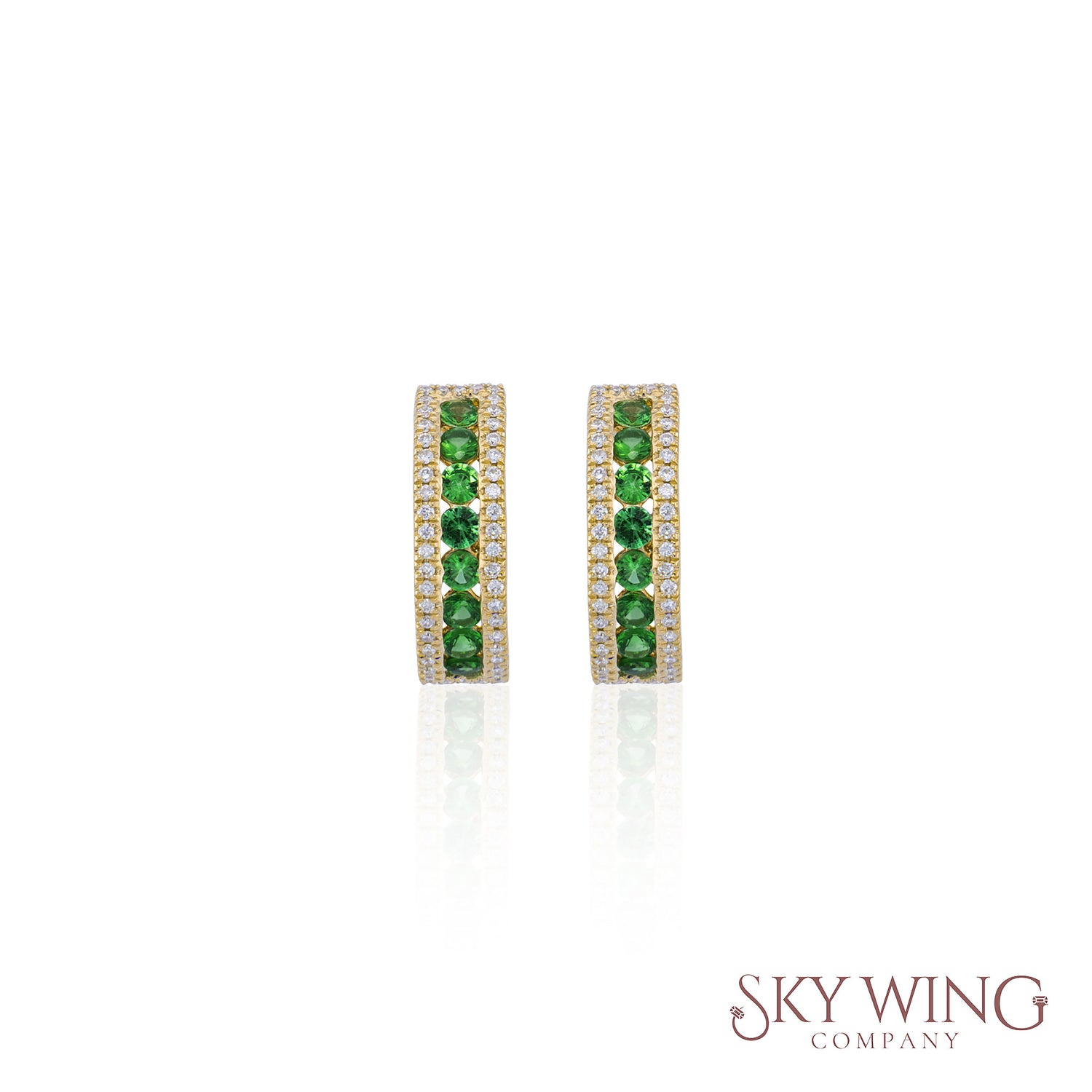 DIAMOND AND TSAVORITE ROUND HOOP EARRINGS