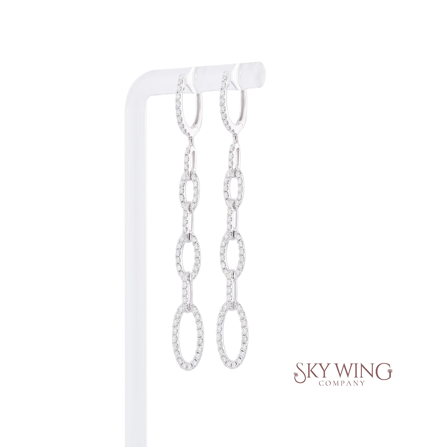 DIAMOND 3 OVAL DROP EARRING
