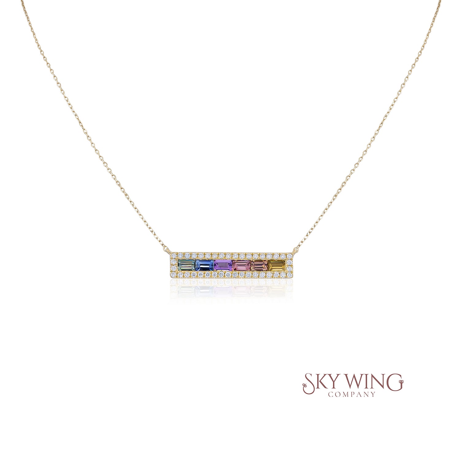 Multi Sapphire Sapphire Bar Necklace