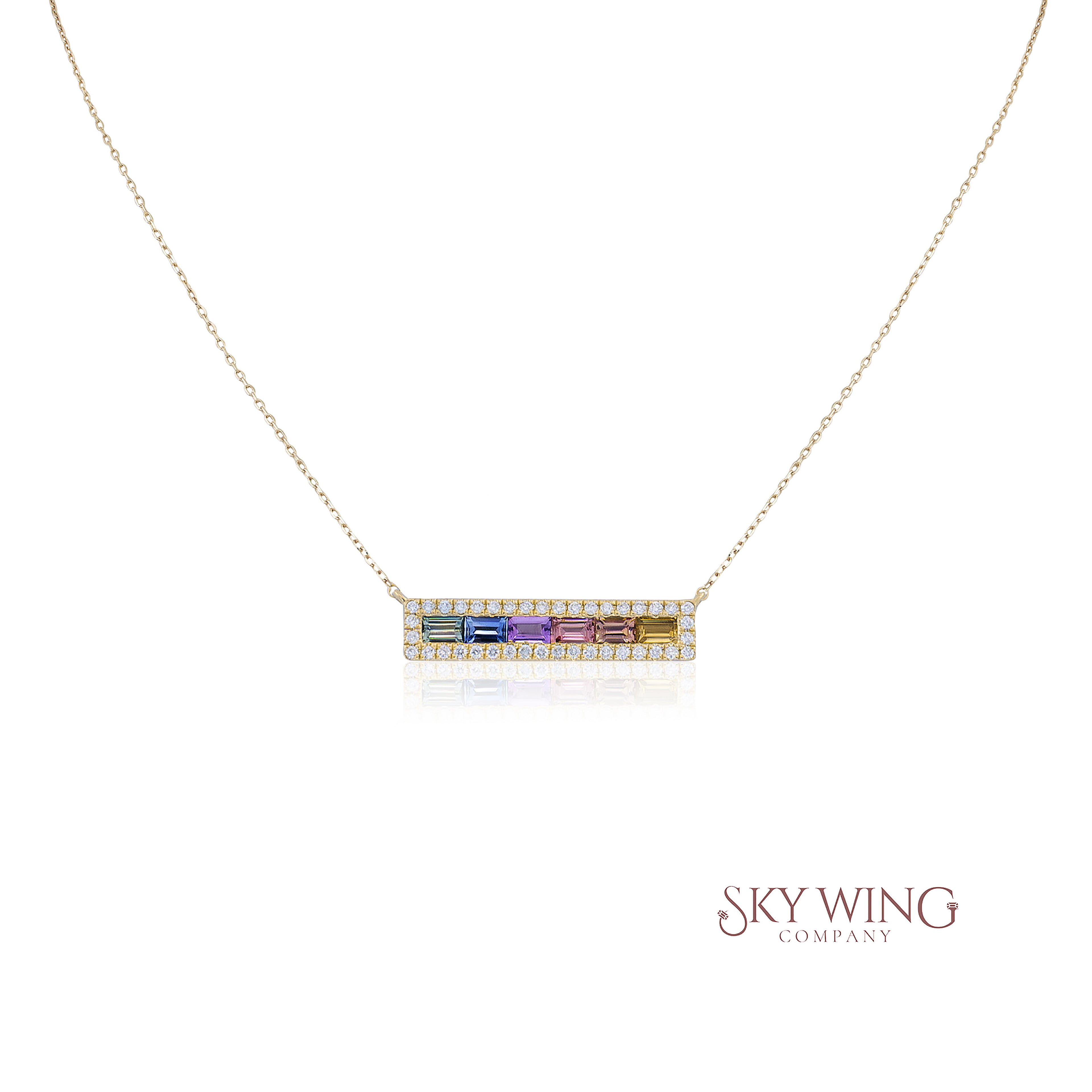 Multi Sapphire Sapphire Bar Necklace