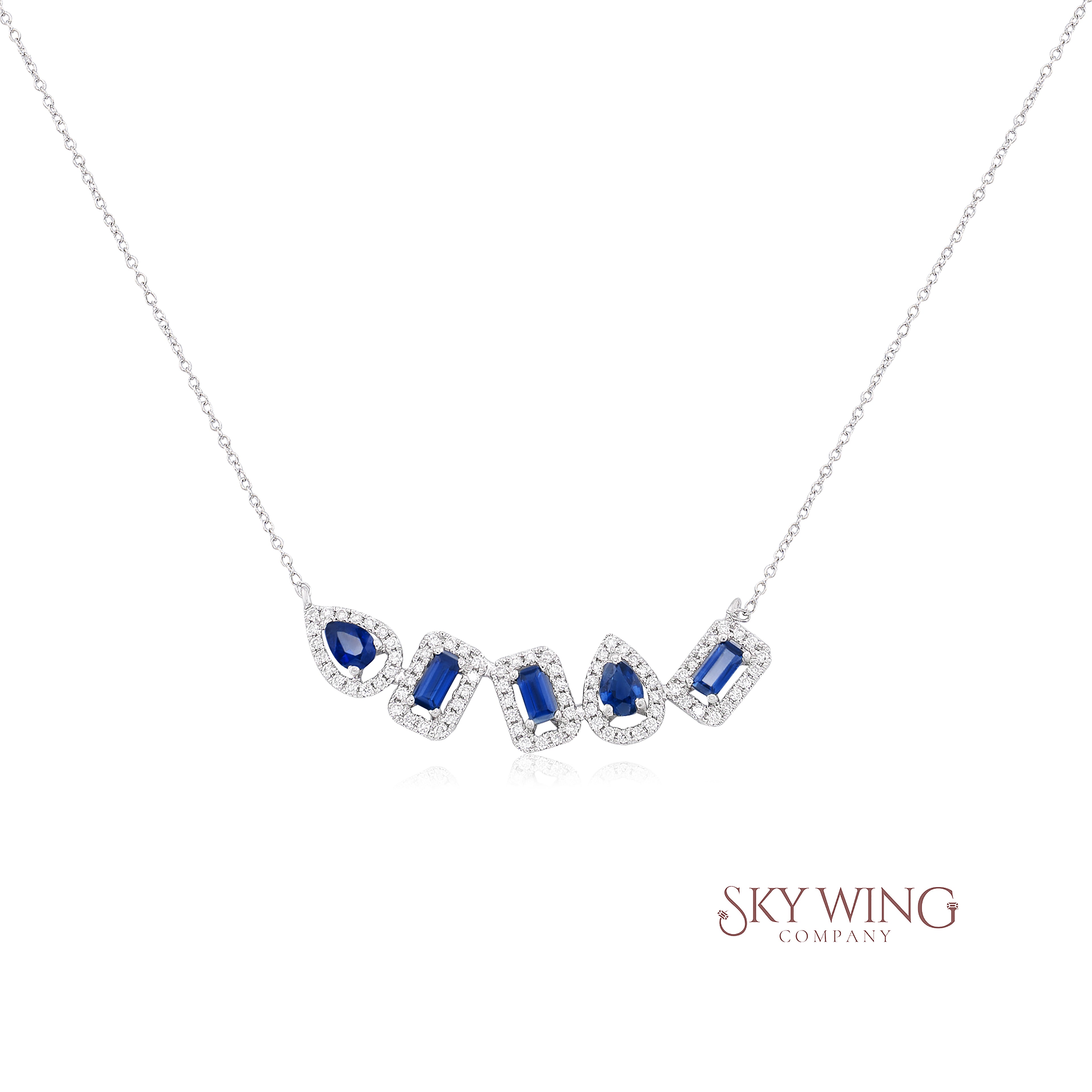 Sapphire And Diamond Asymmetrical Necklace