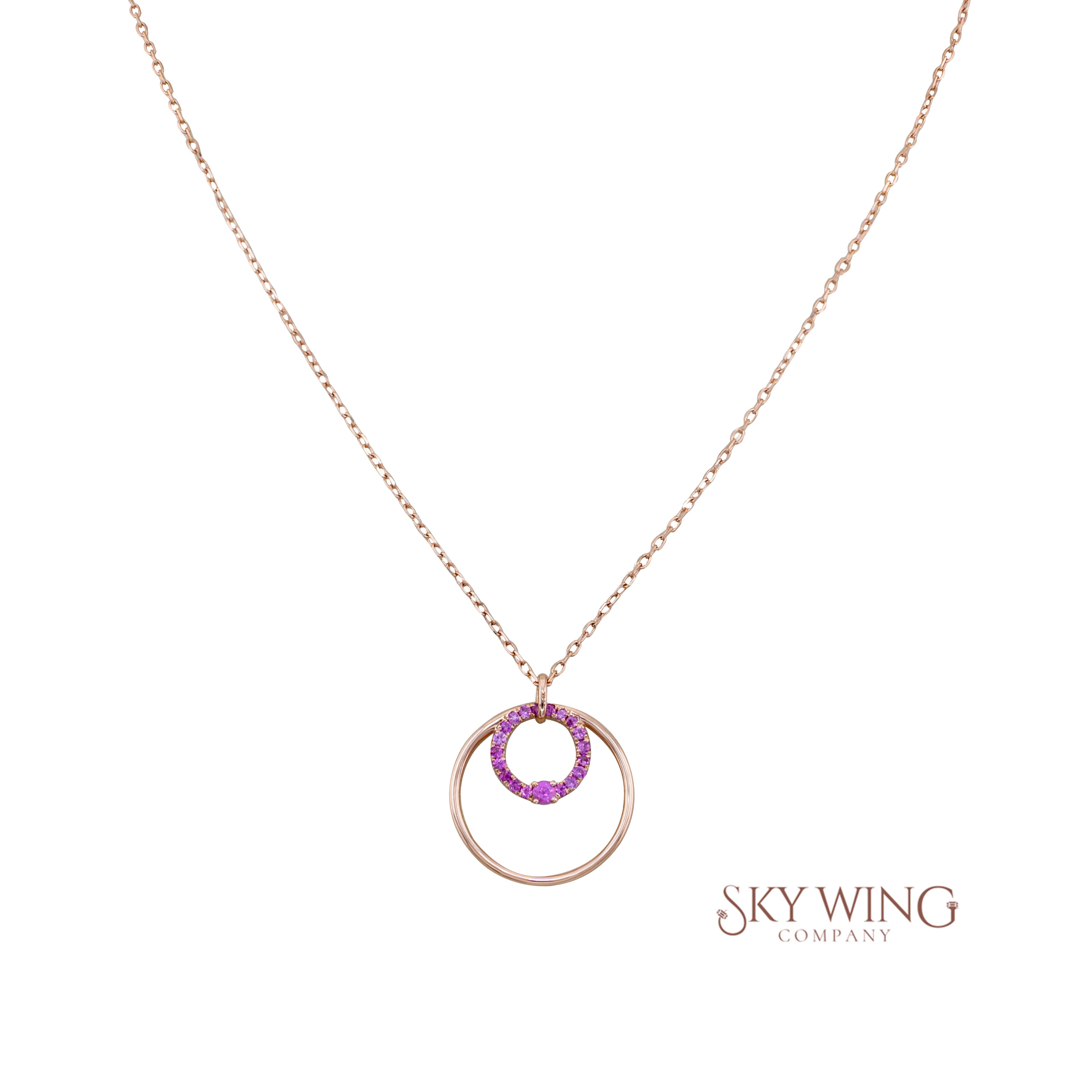 Pink Sapphire Double Circle Necklace