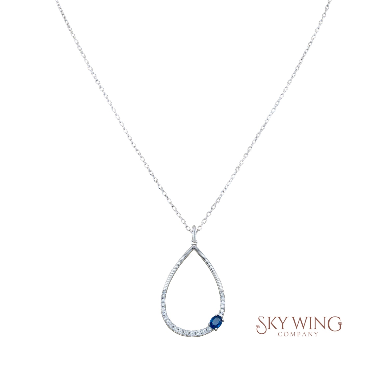 Blue Sapphire Single Drop Necklace