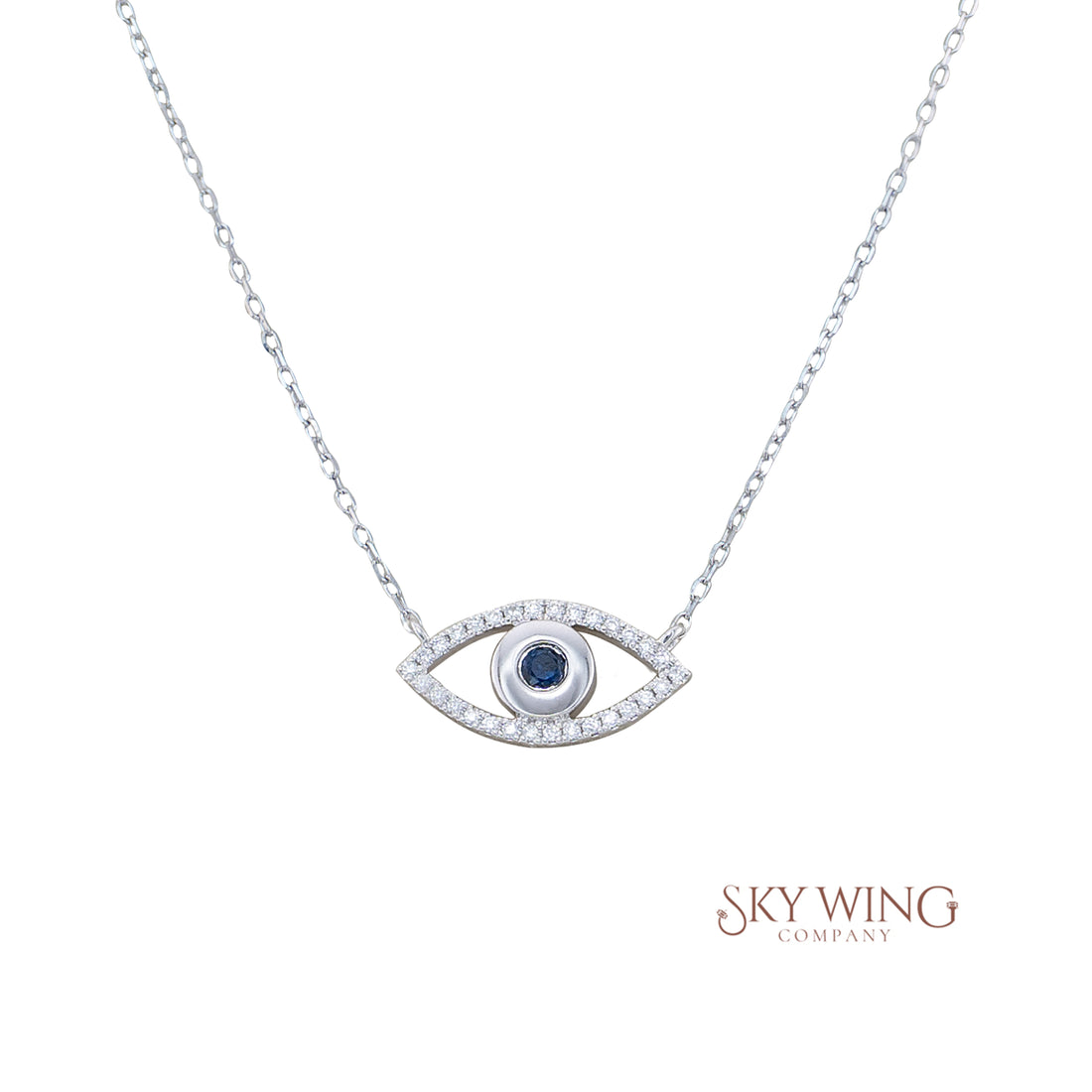 Diamond Blue Sapphire Evil Eye Necklace