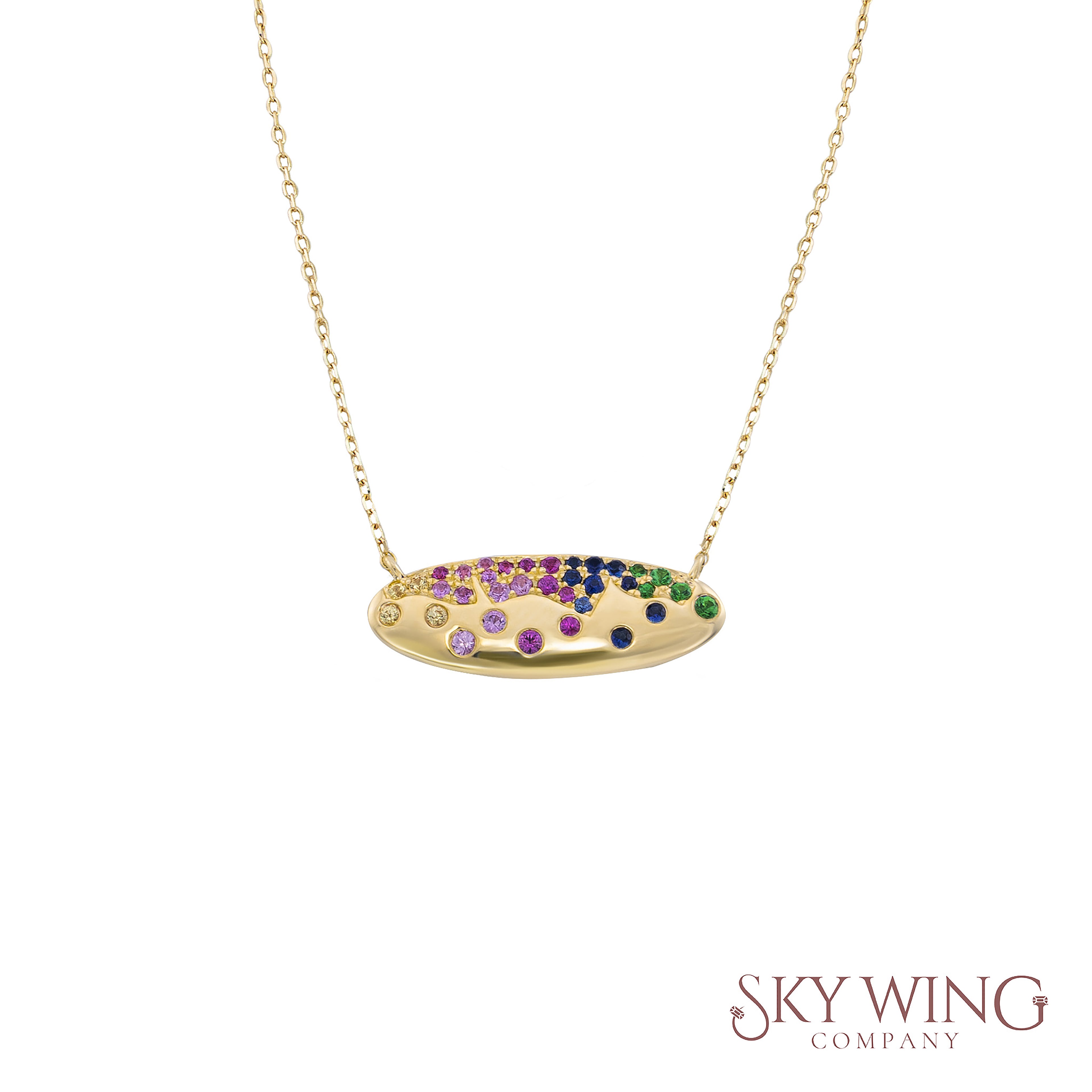 Multi Sapphire Oval Necklace