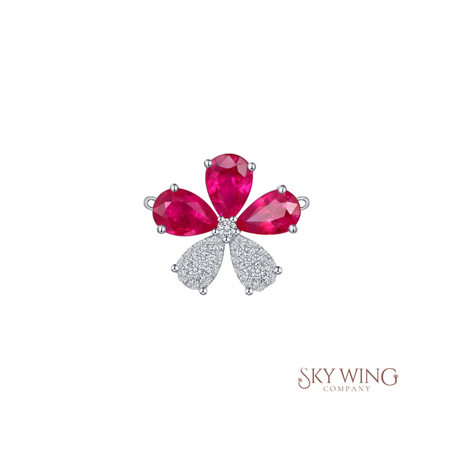 Ruby Diamond Flower Necklace