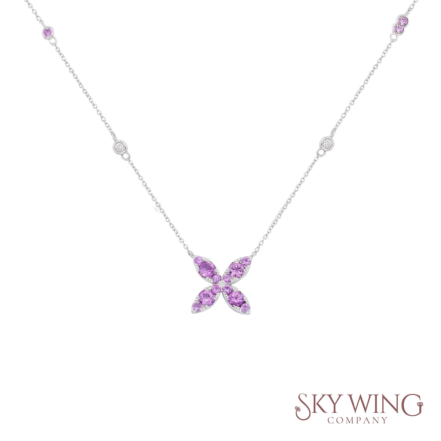 Pink Sapphire Butterfly Necklace