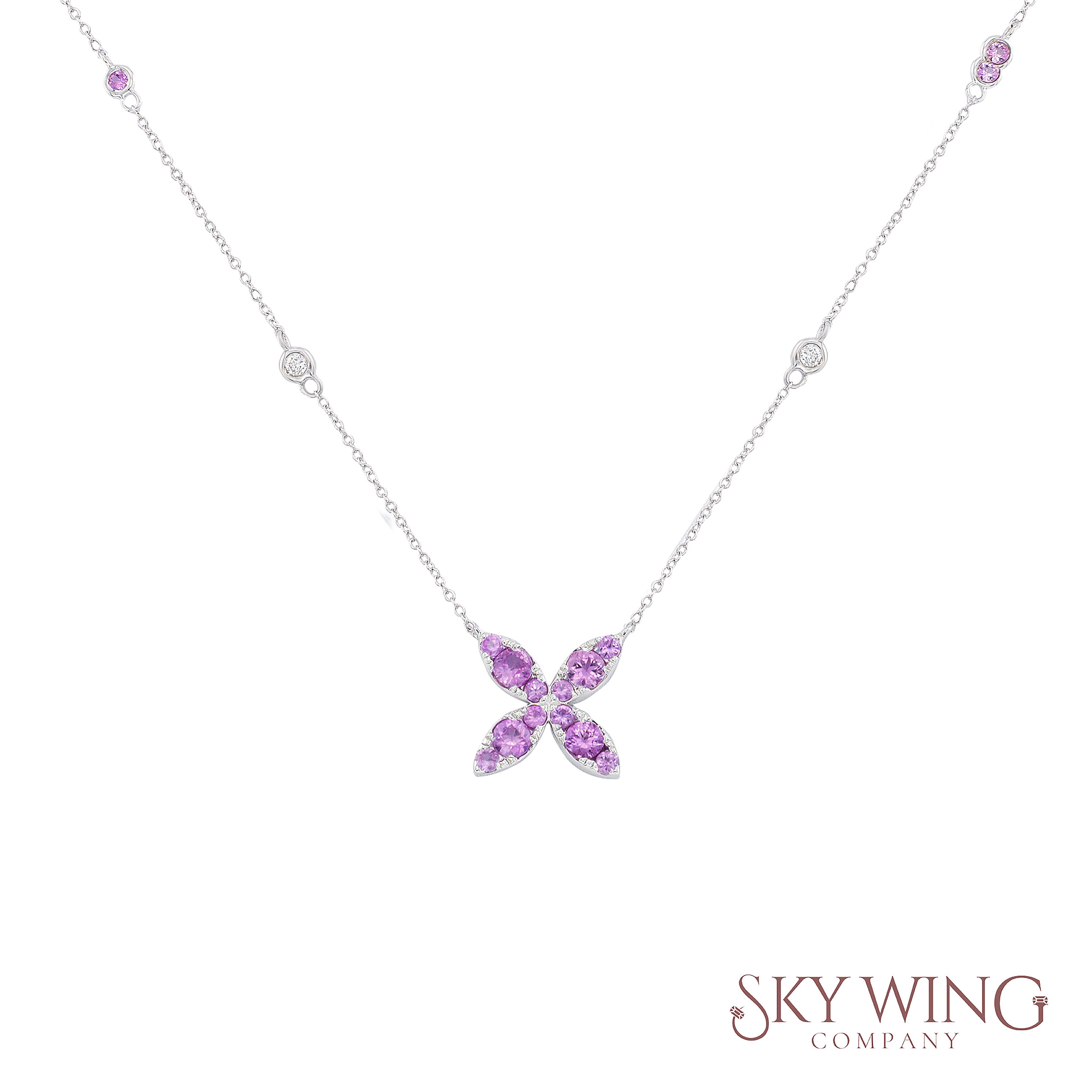 Pink Sapphire Butterfly Necklace