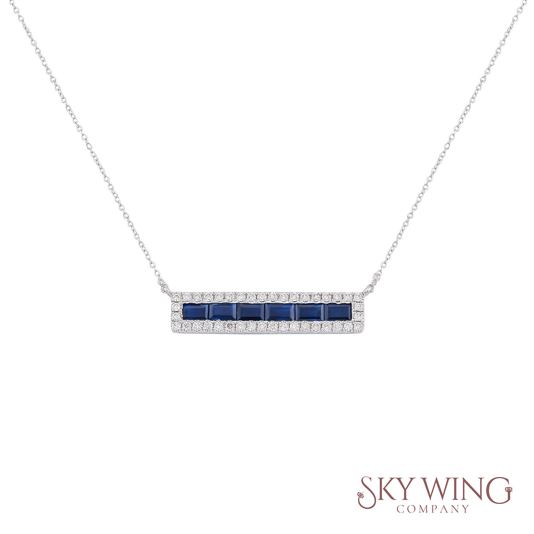 Blue Sapphire Bar Necklace