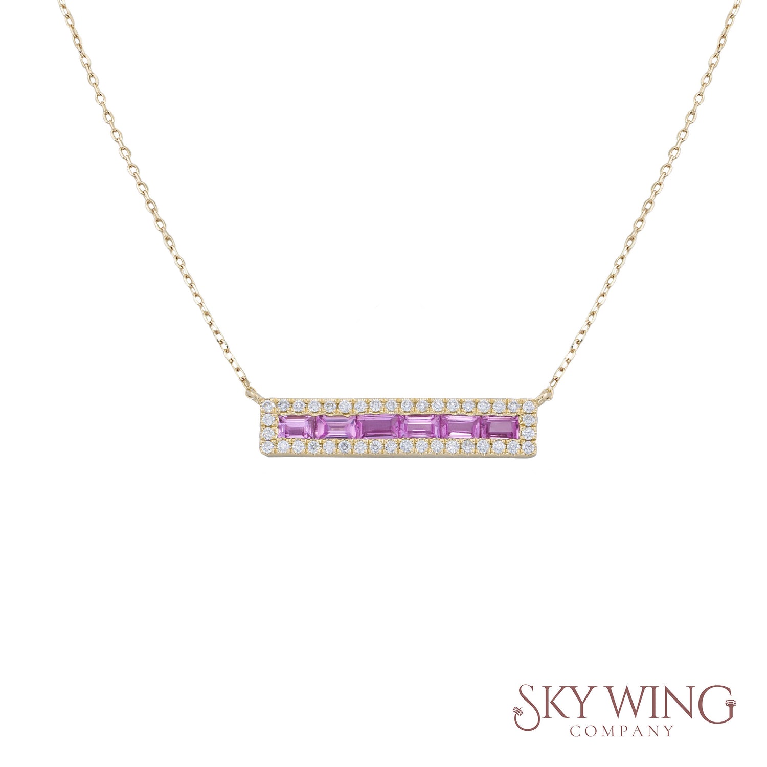 Pink Sapphire Bar Necklace