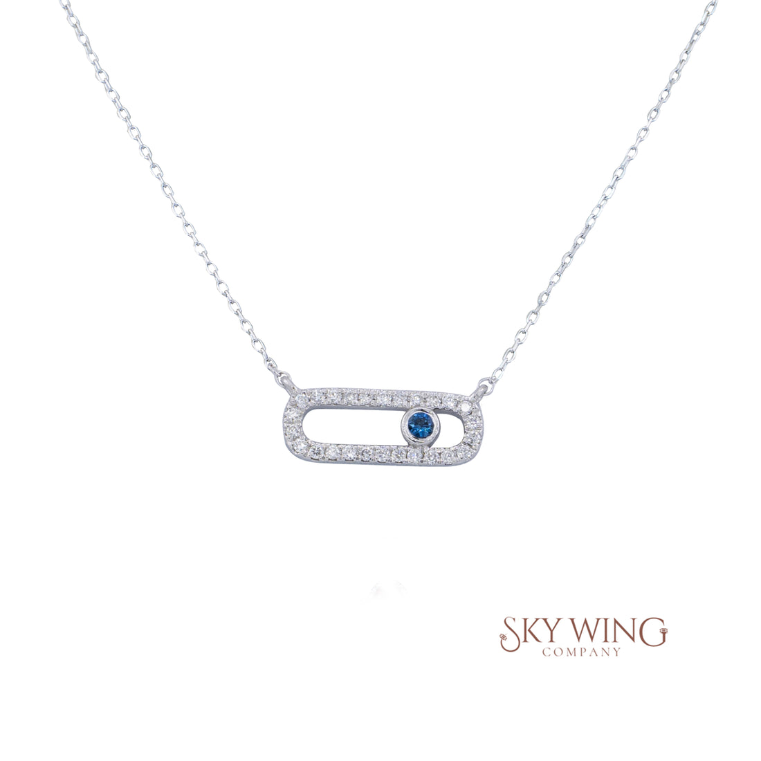 Bar Blue Sapphire Diamond Necklace