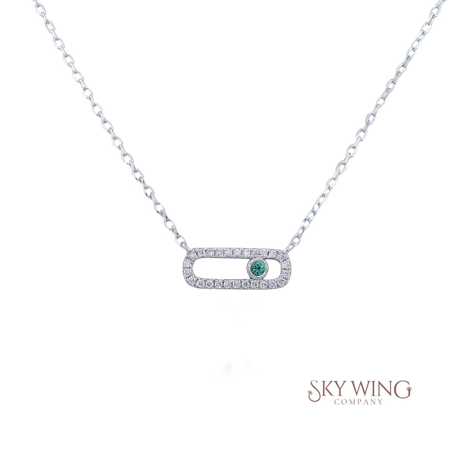 Bar Emerald Diamond Necklace