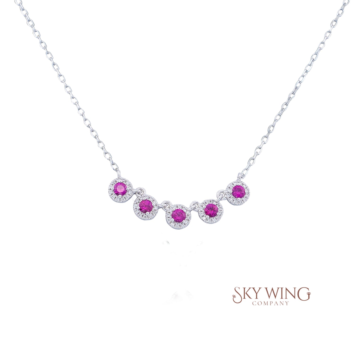 Pink Sapphire Round Necklace