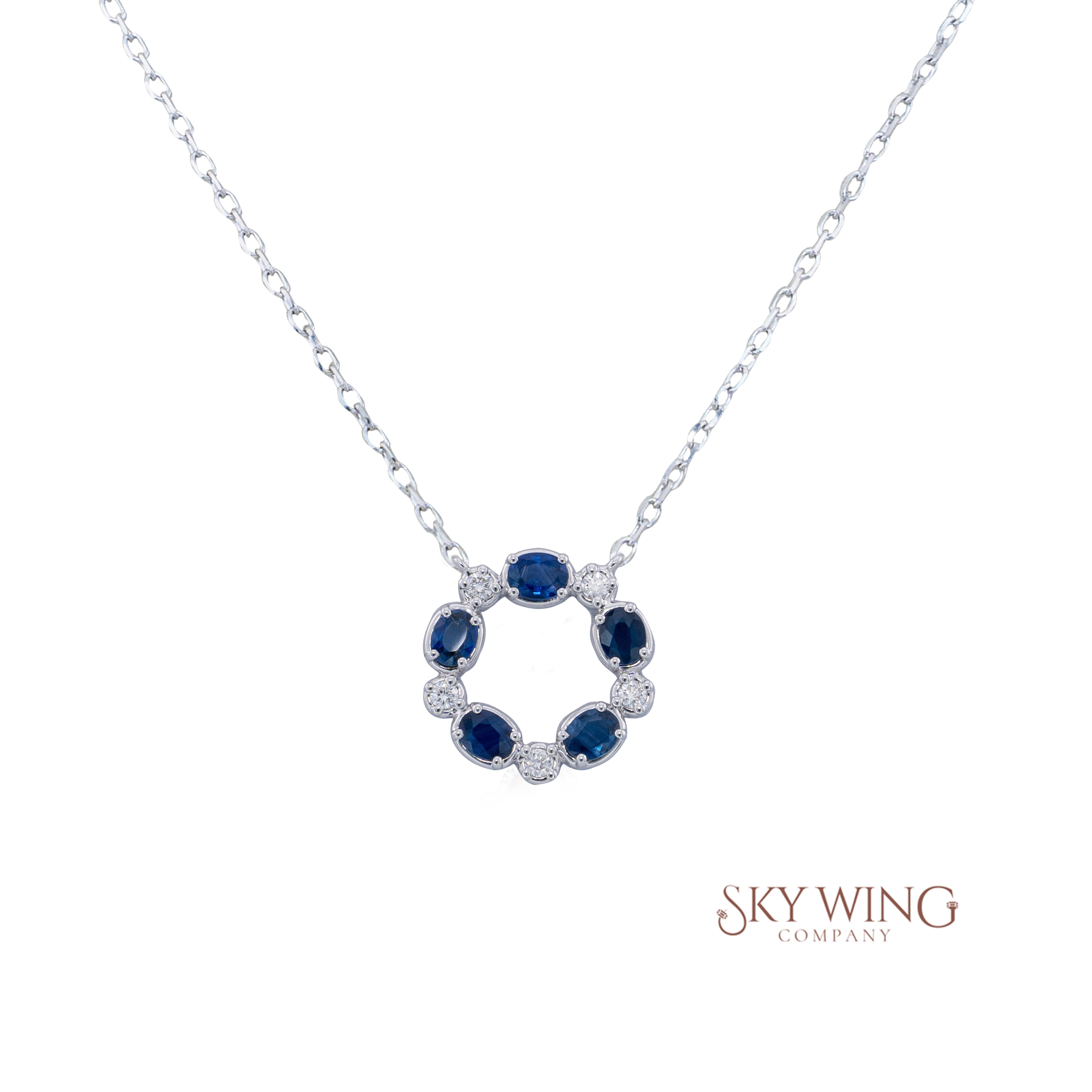 Sapphire Diamond Circle Necklace