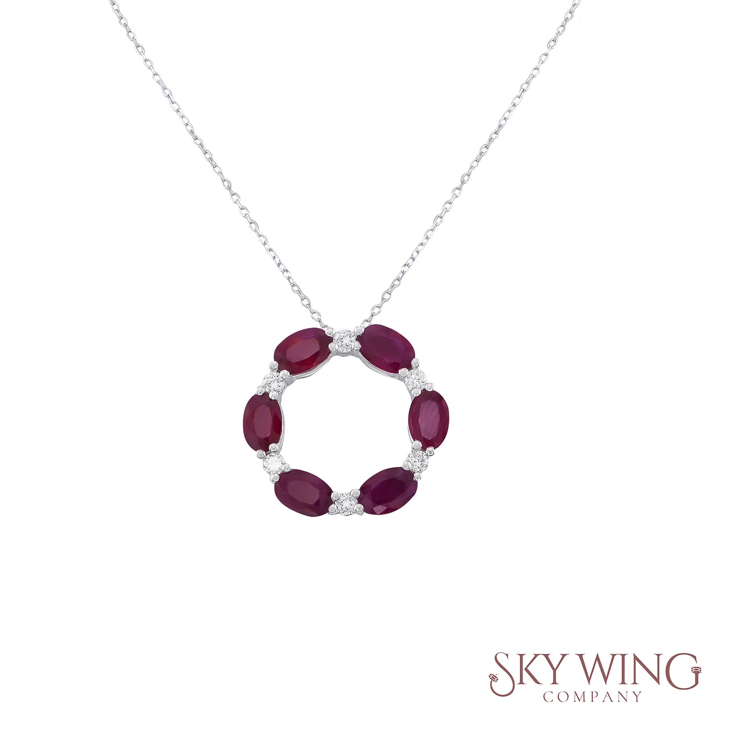 Ruby Diamond Circle Necklace