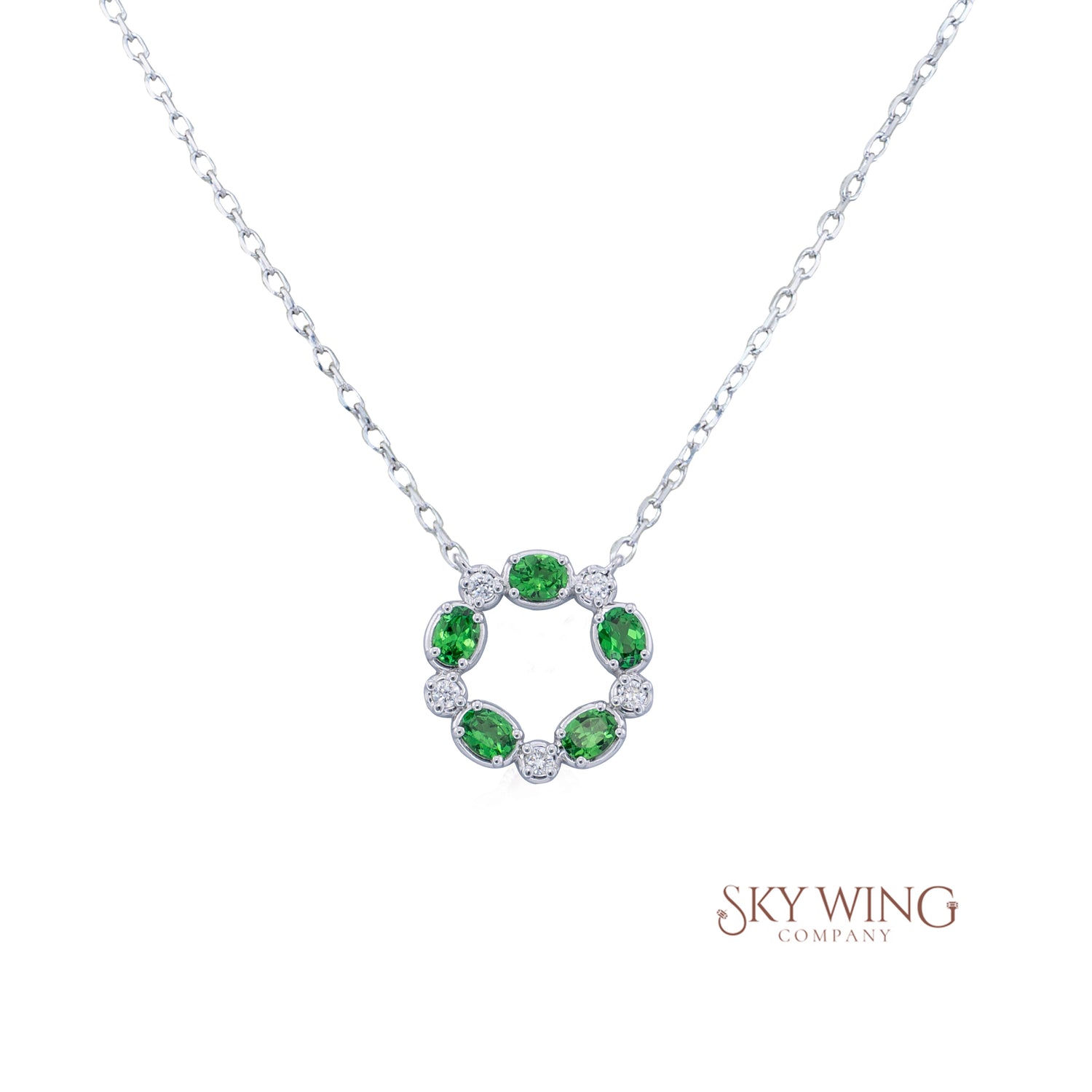 Tsavorite Diamond Circle Necklace