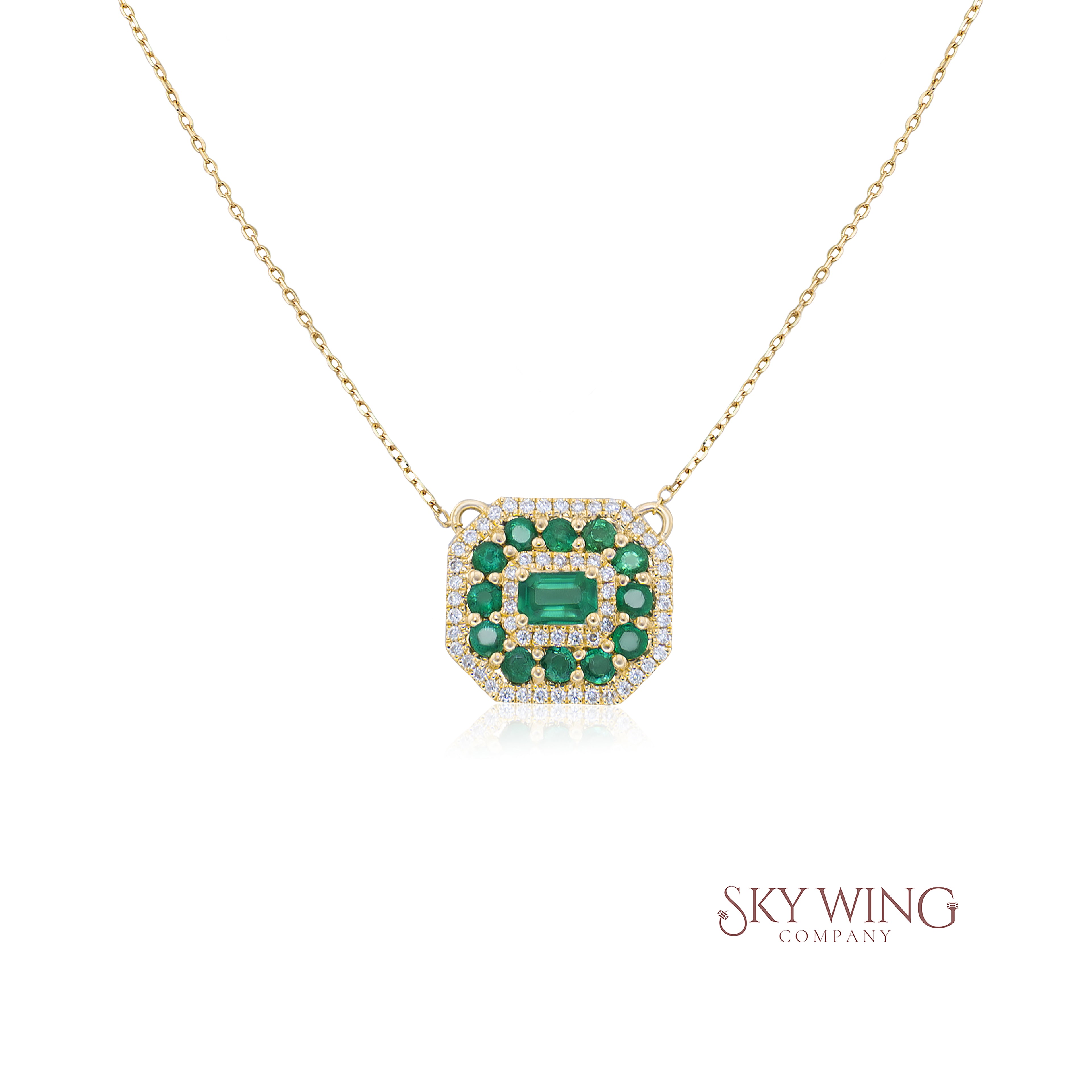 Octagon Shape Emerald Necklace