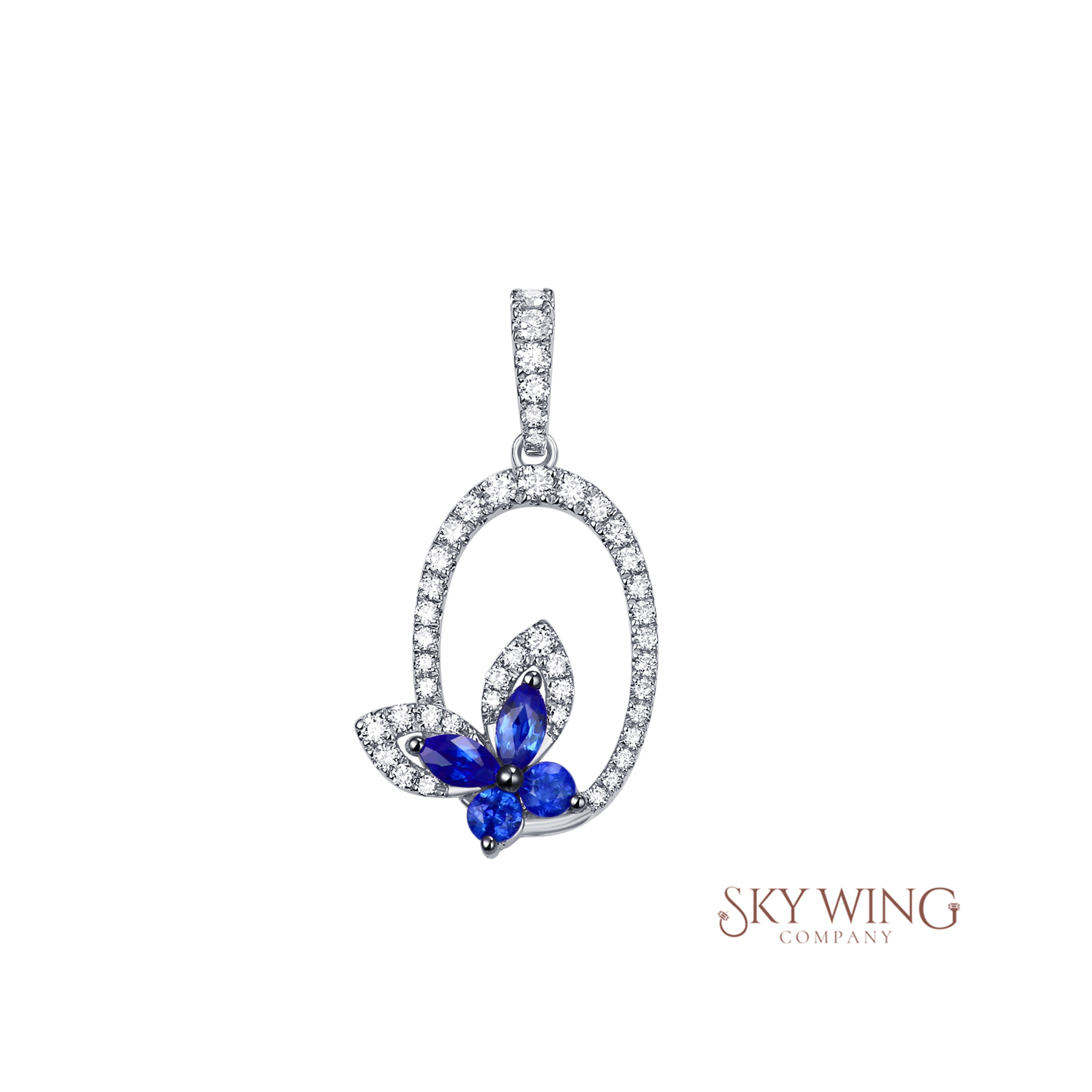 Sapphire Diamond Butterfly Necklace