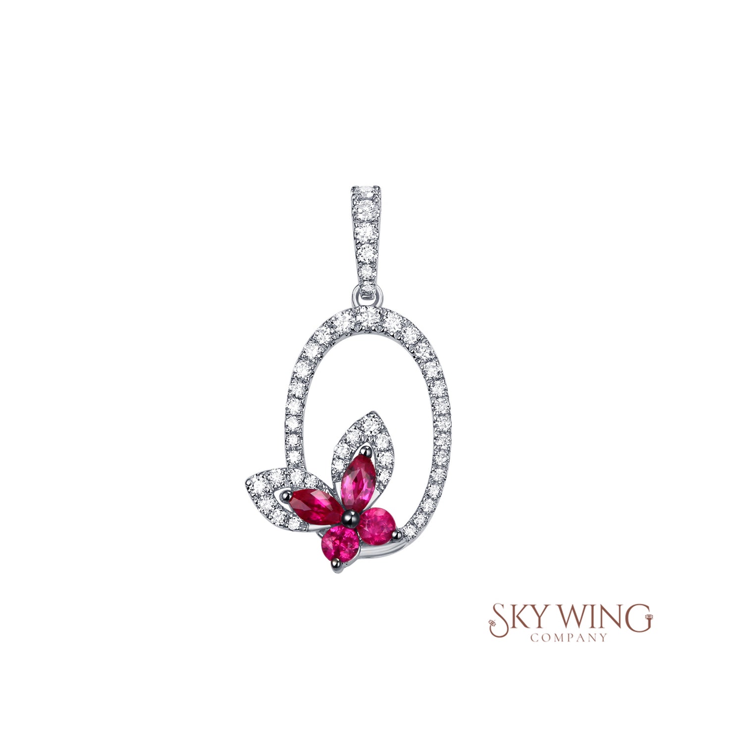 Ruby Diamond Butterfly Necklace