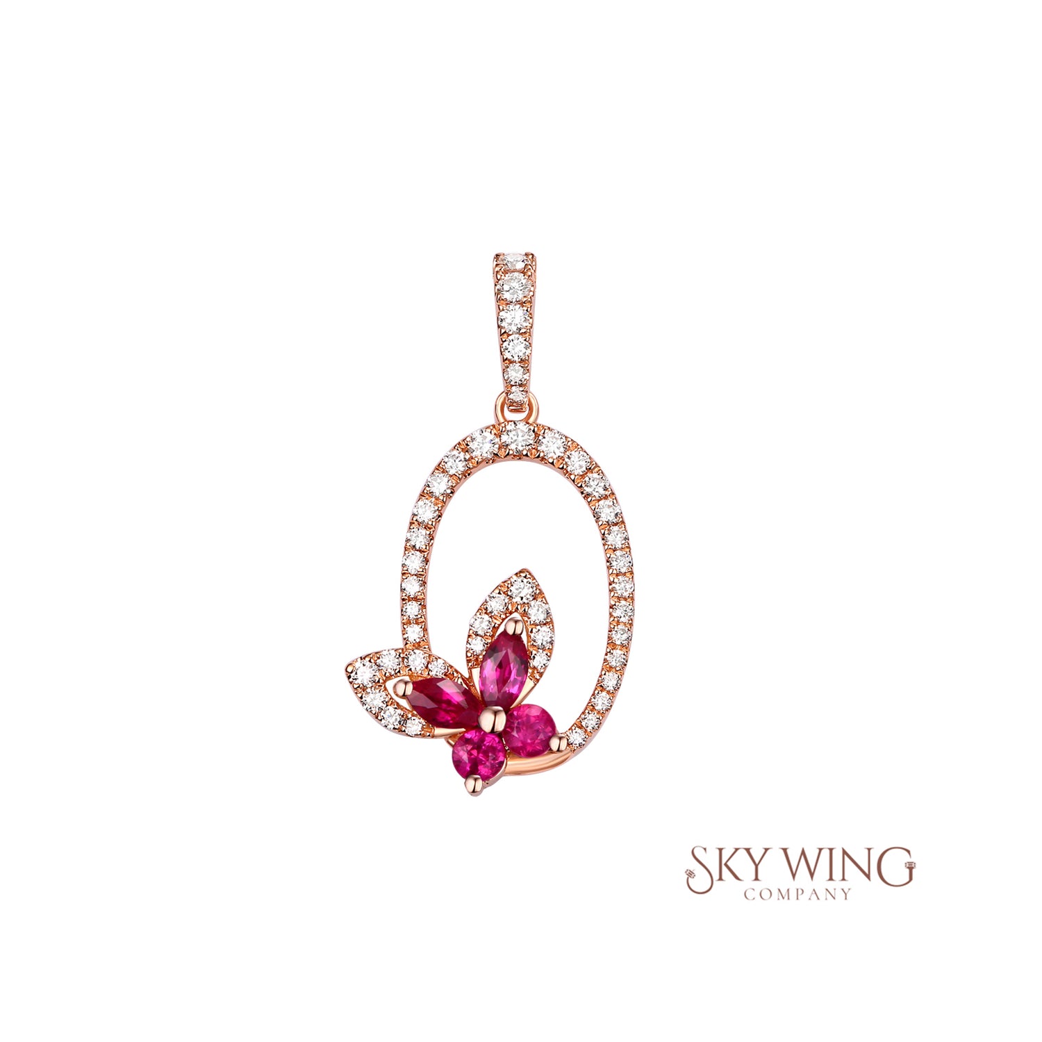 Ruby Diamond Butterfly Necklace