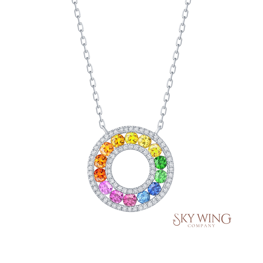 Rainbow Sapphire Round Necklace