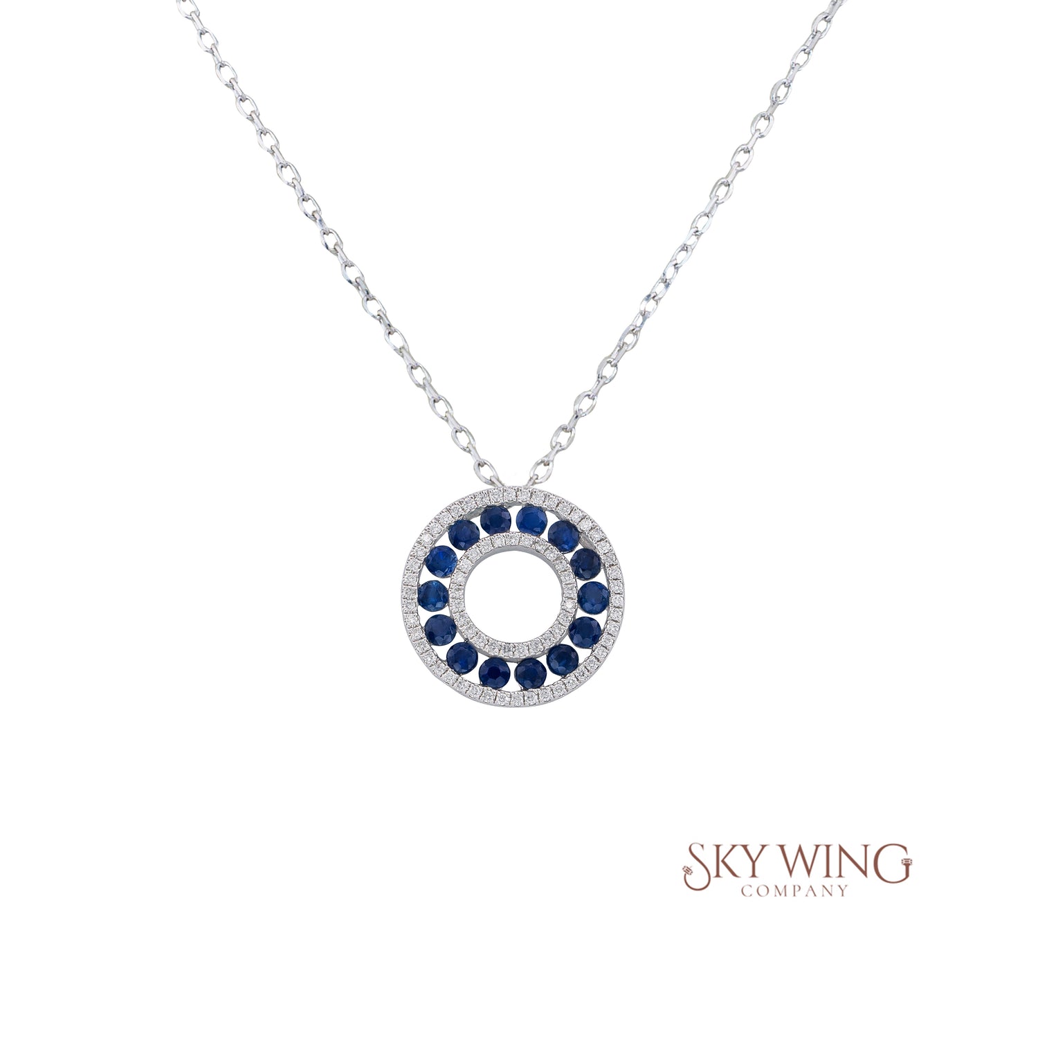 Blue Sapphire Round Necklace