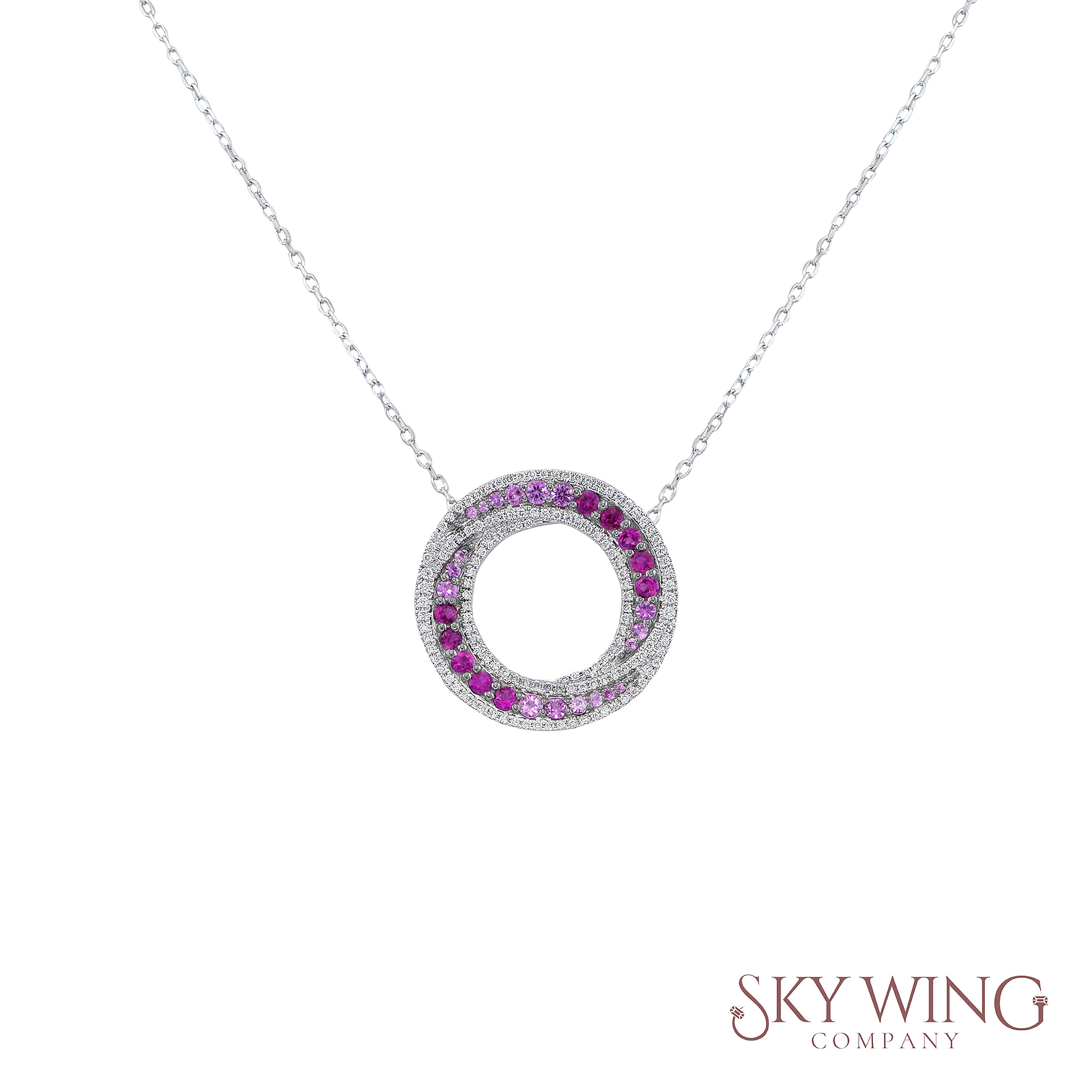 Pink Sapphire Circle Necklace