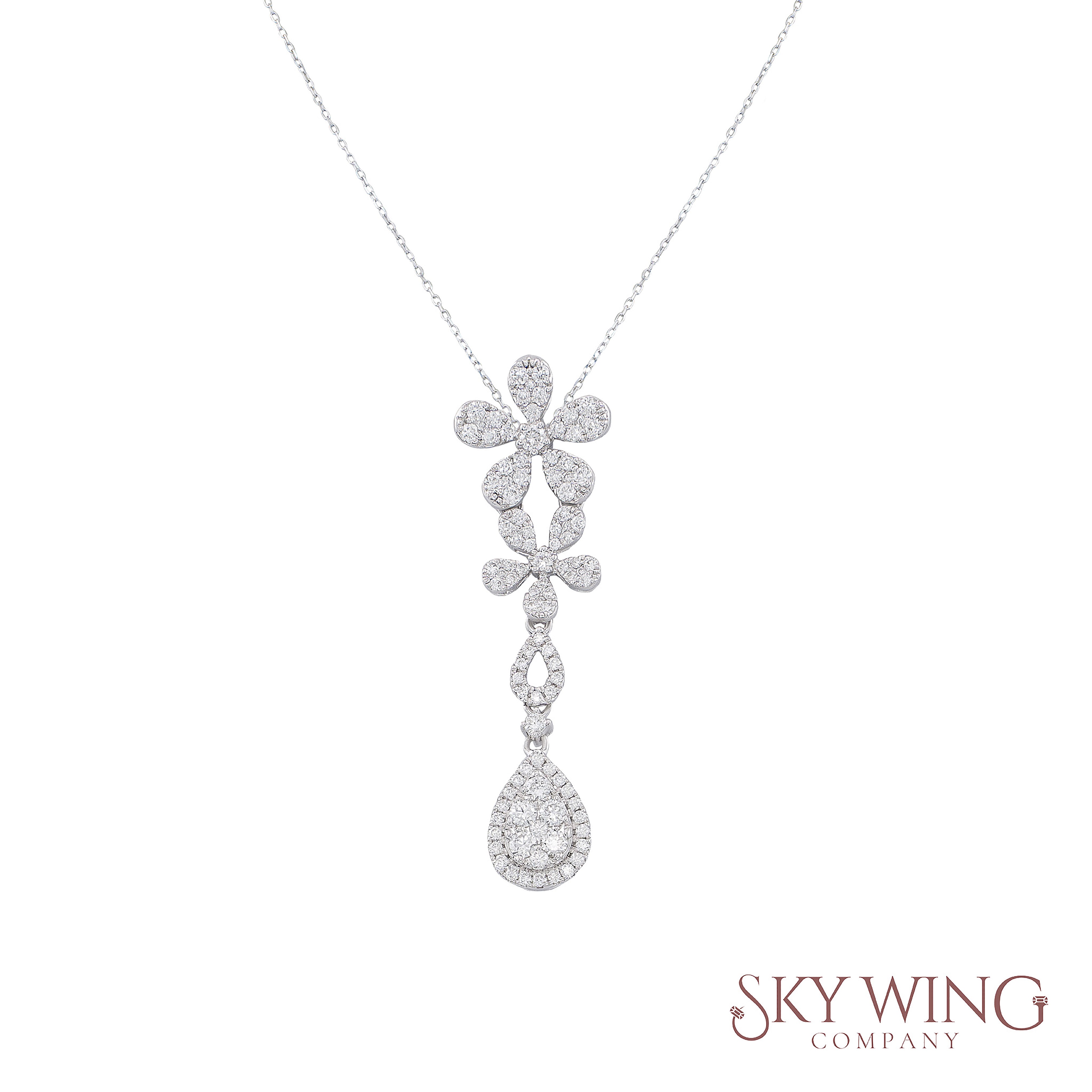 Diamond Flower Long Necklace