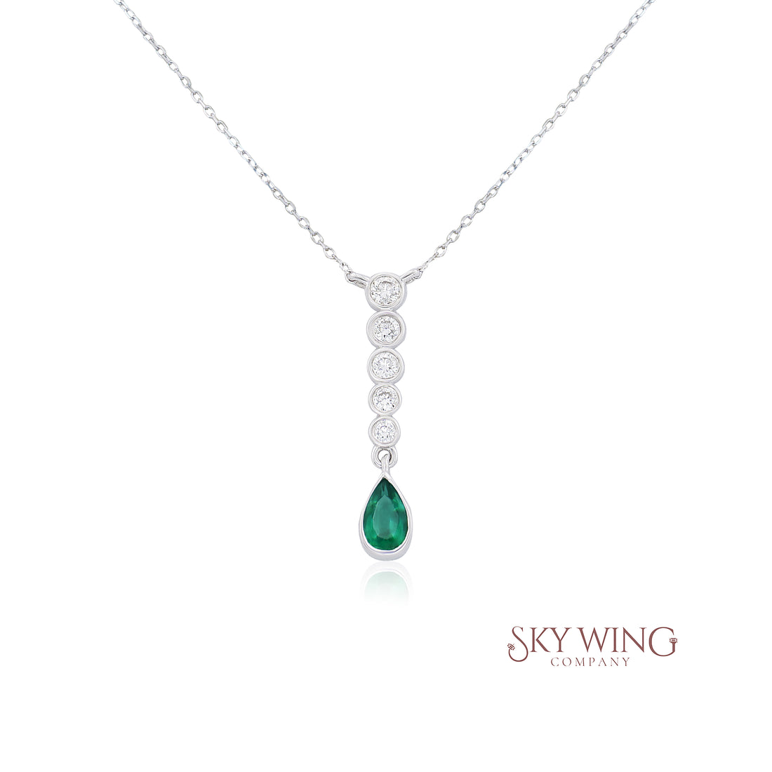 Pear Shaped Emerald And Diamond Necklace