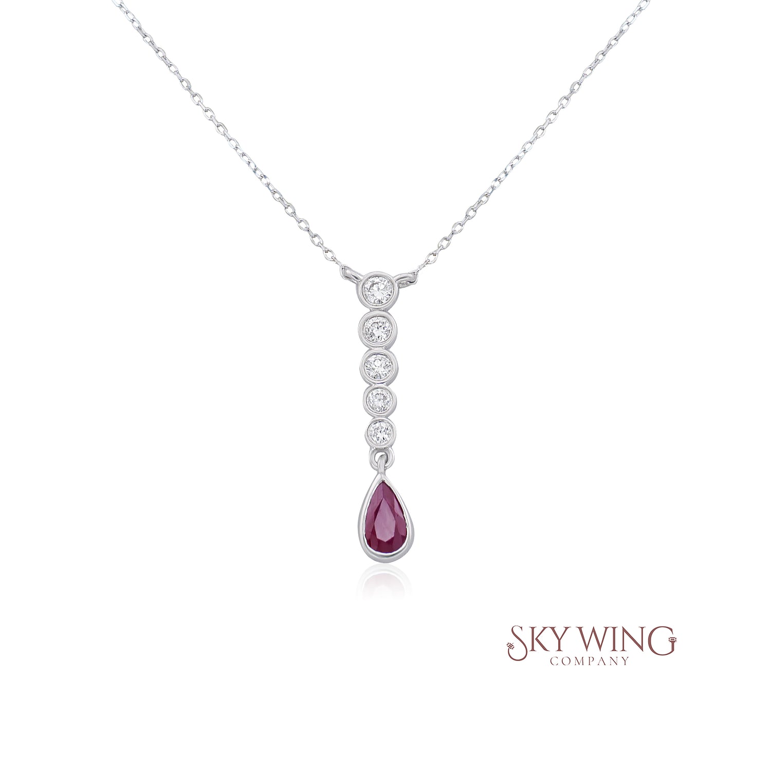 Pear Shaped Ruby And Diamond Necklace