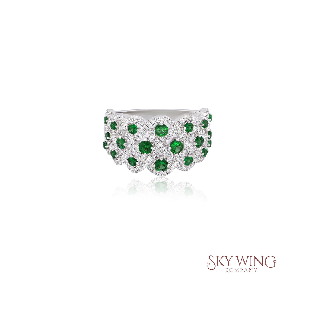 TSAVORITE AND DIAMOND BAND RING