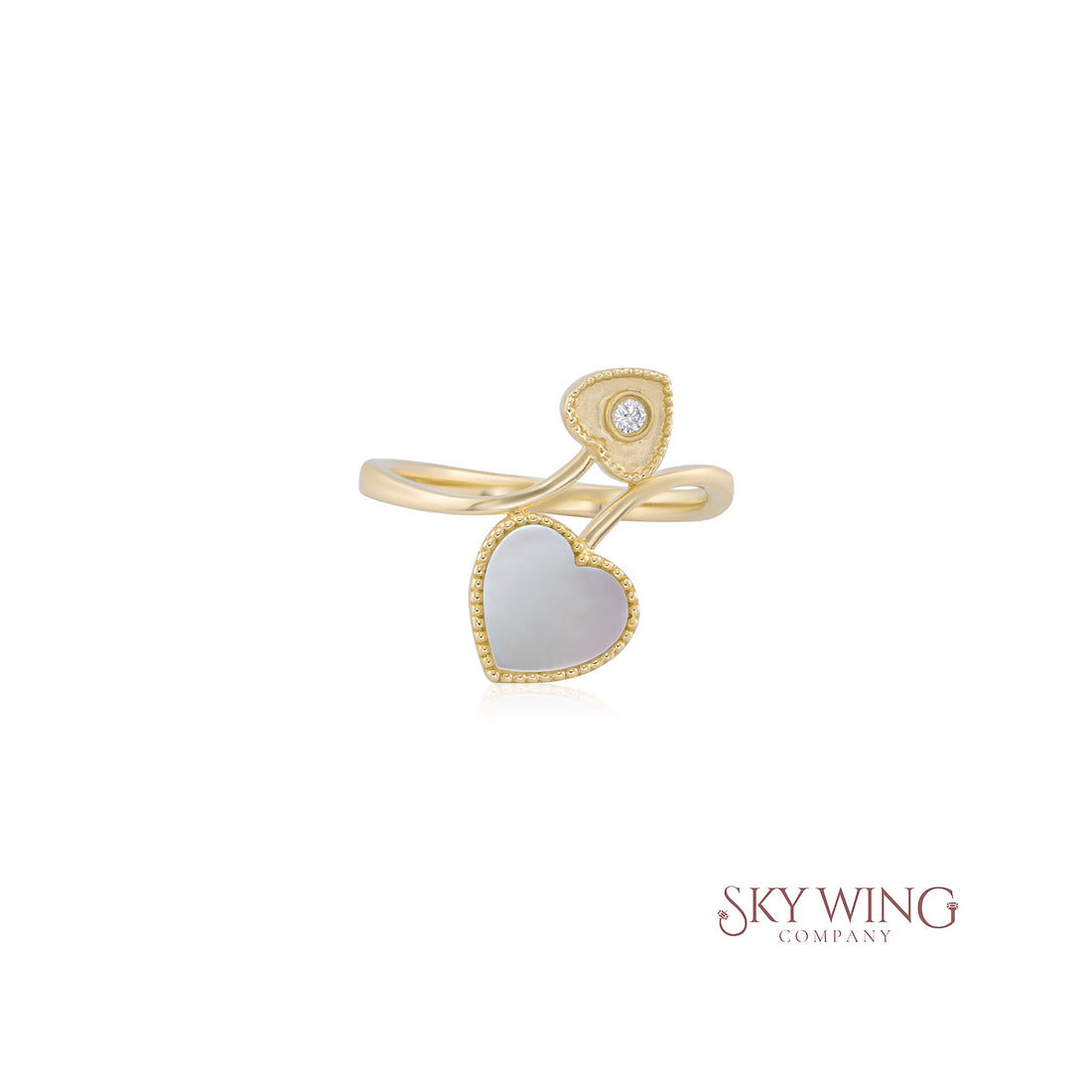 MOP &amp; DIAMOND HEART SHAPED RING