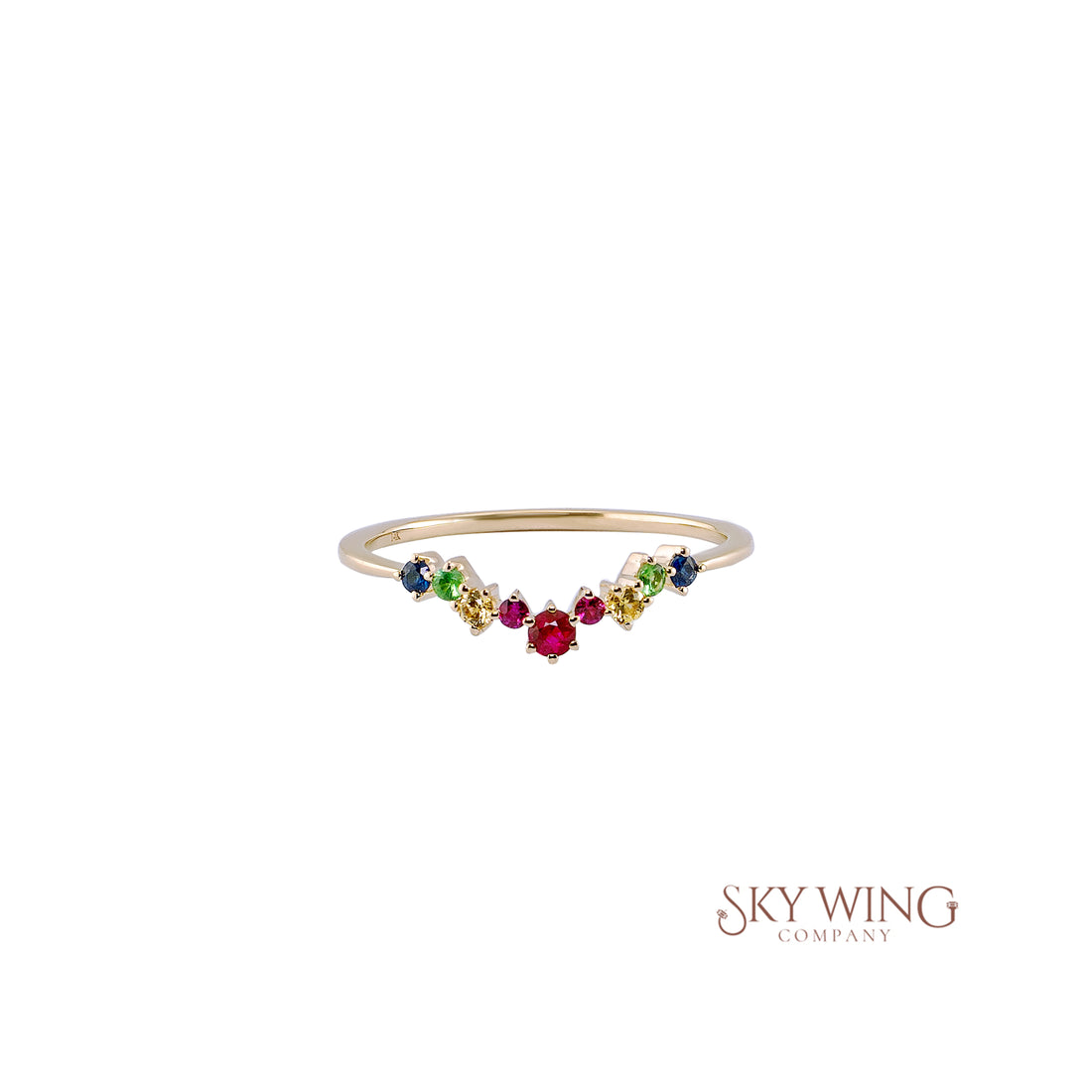 V SHAPED MULTI SAPPHIRE RING