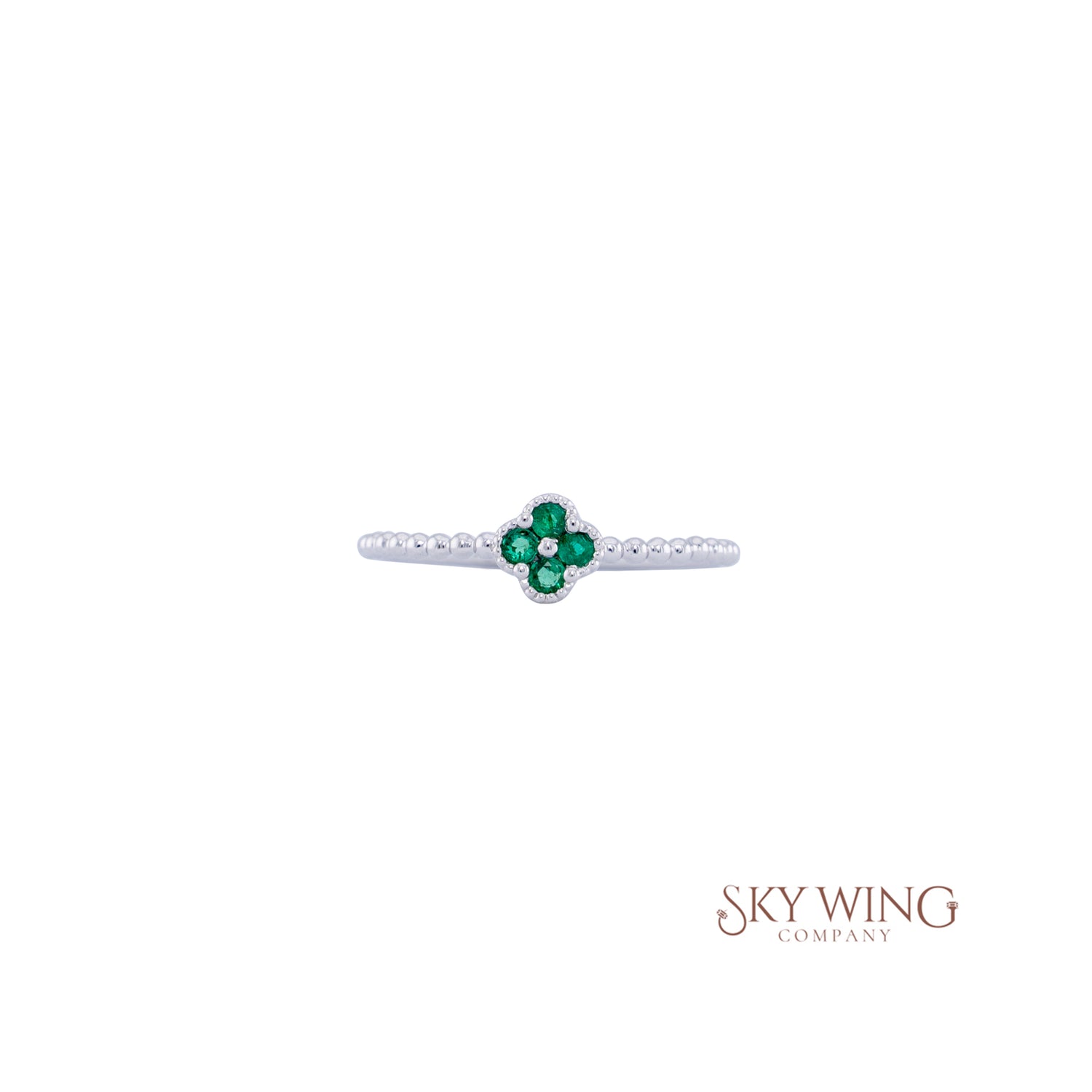 EMERALD CLOVER RING