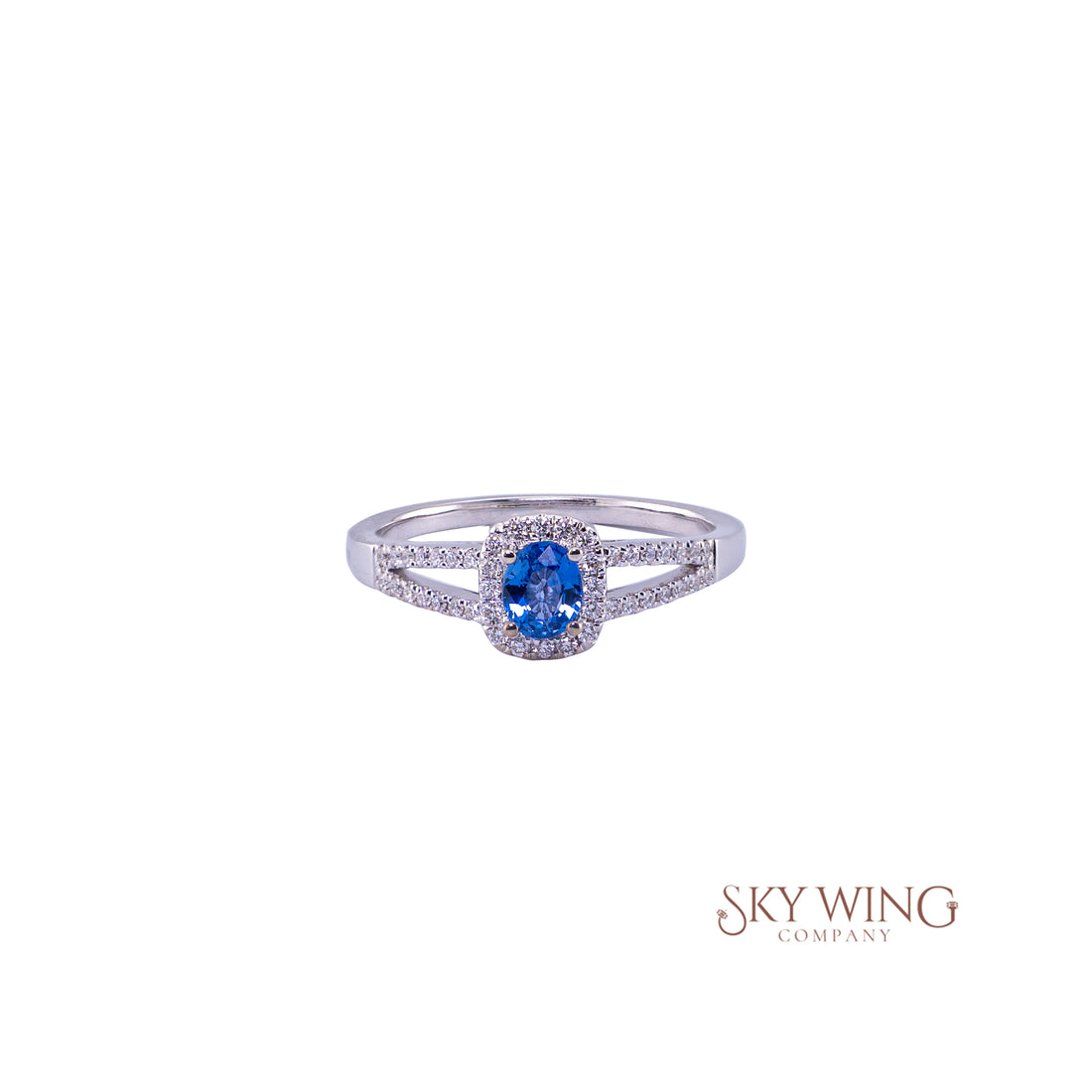 BLUE SAPPHIRE AND ROUND DIAMOND RING