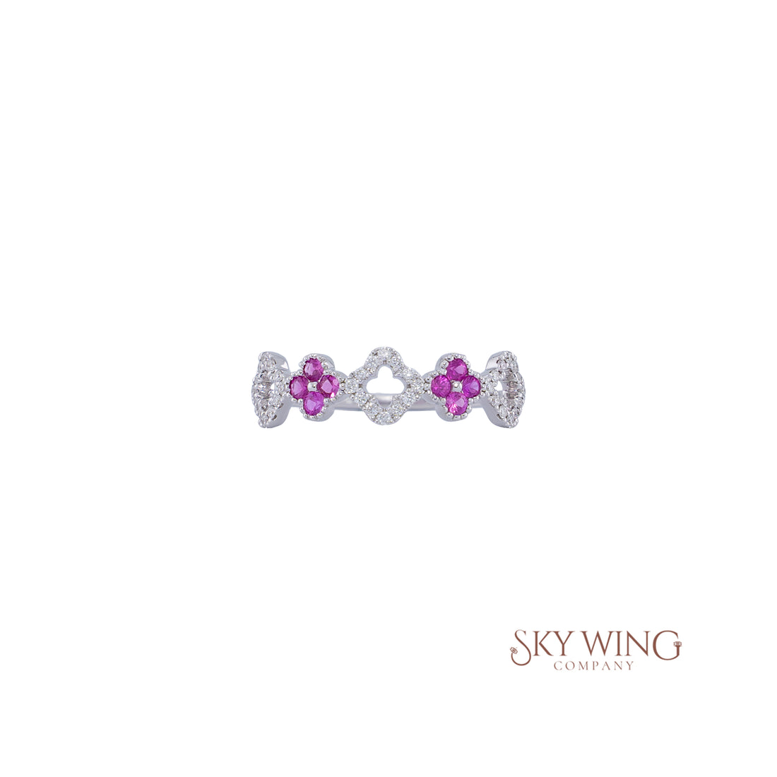 PINK SAPPHIRE AND DIAMOND CLOVER RING