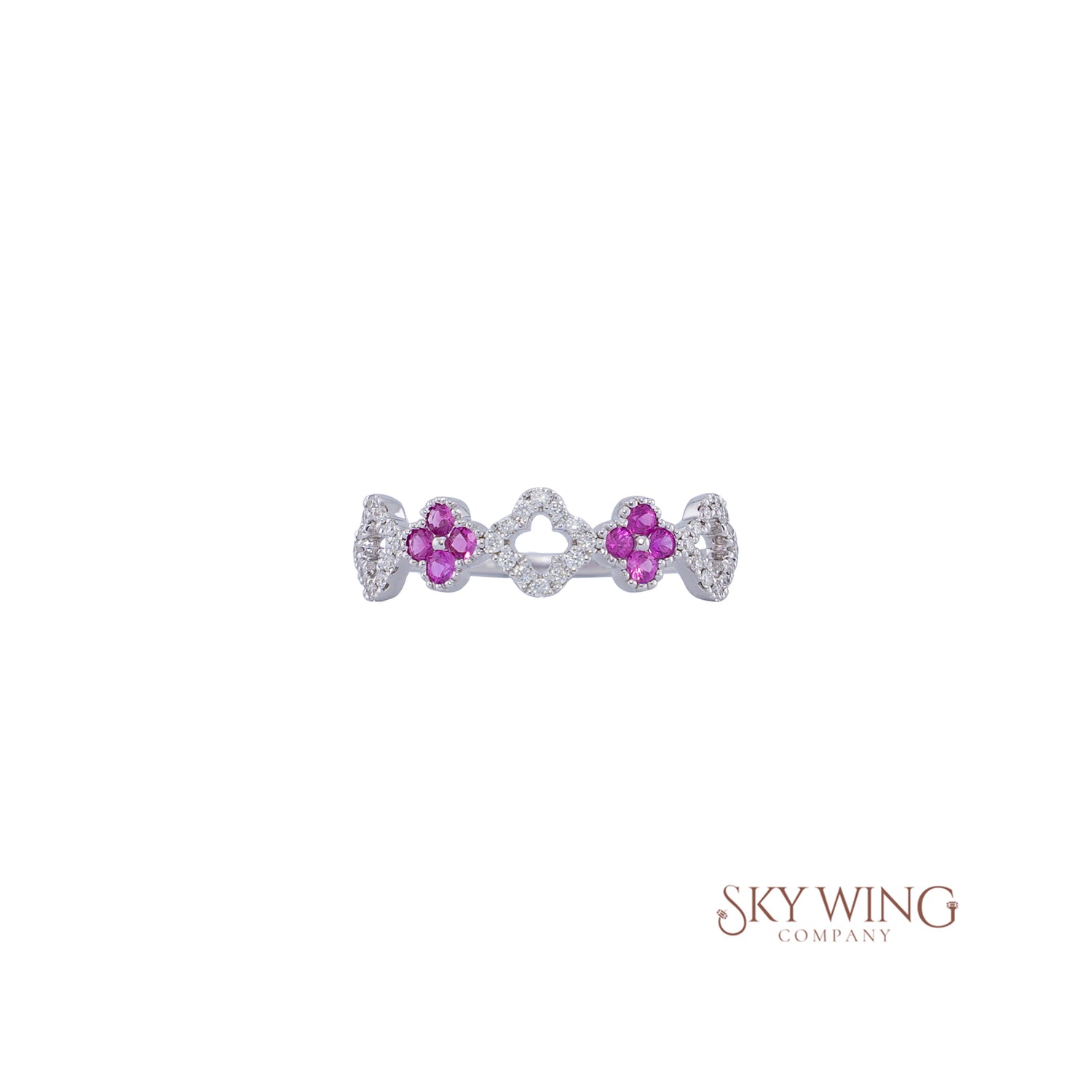 PINK SAPPHIRE AND DIAMOND CLOVER RING
