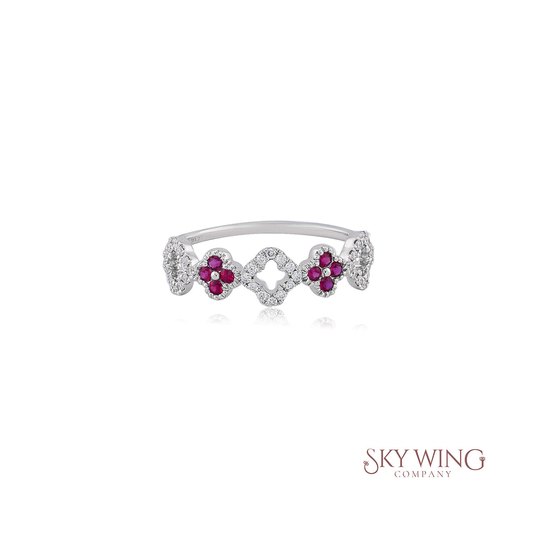 RUBY AND DIAMOND CLOVER RING