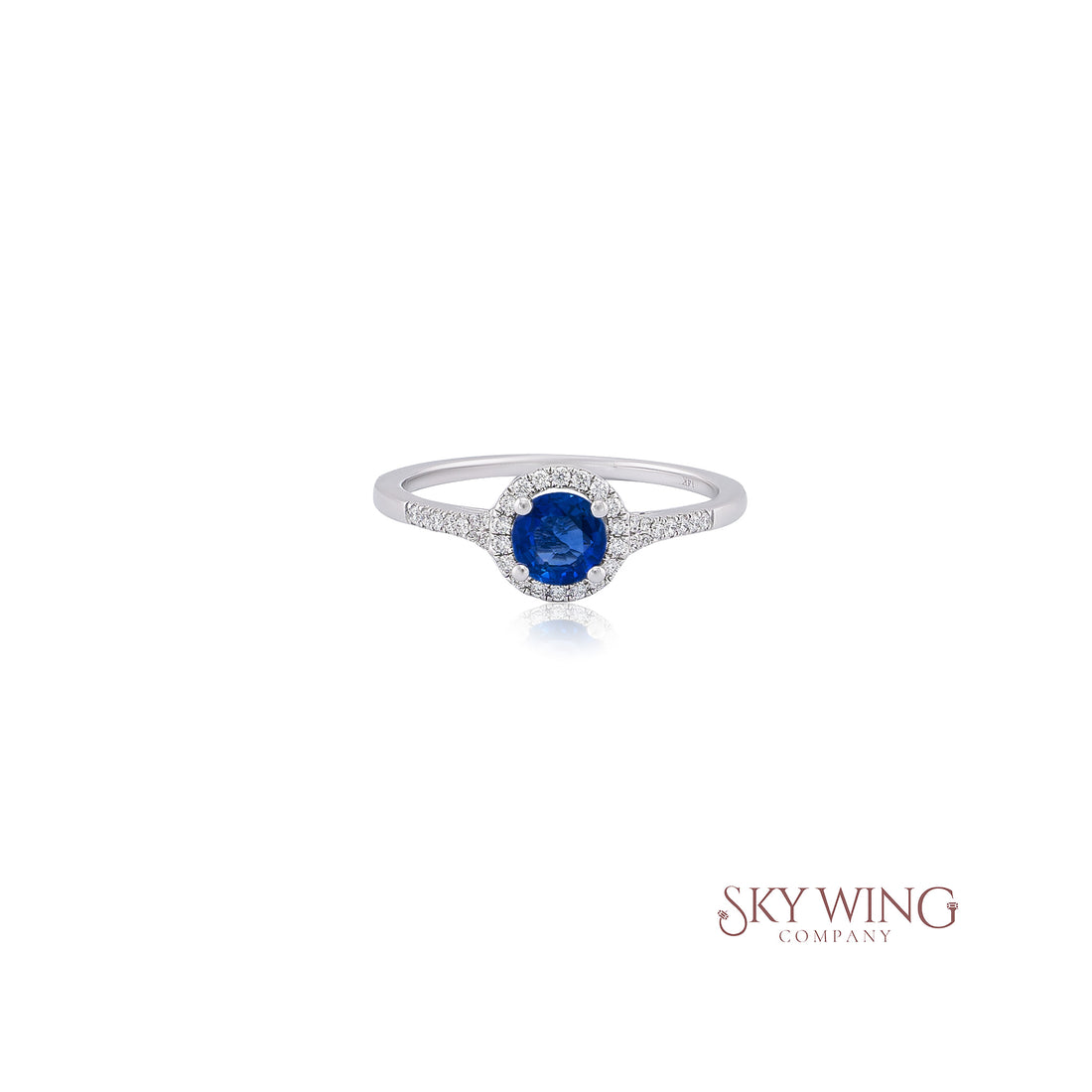 BLUE SAPPHIRE AND DIAMOND ROUND RING