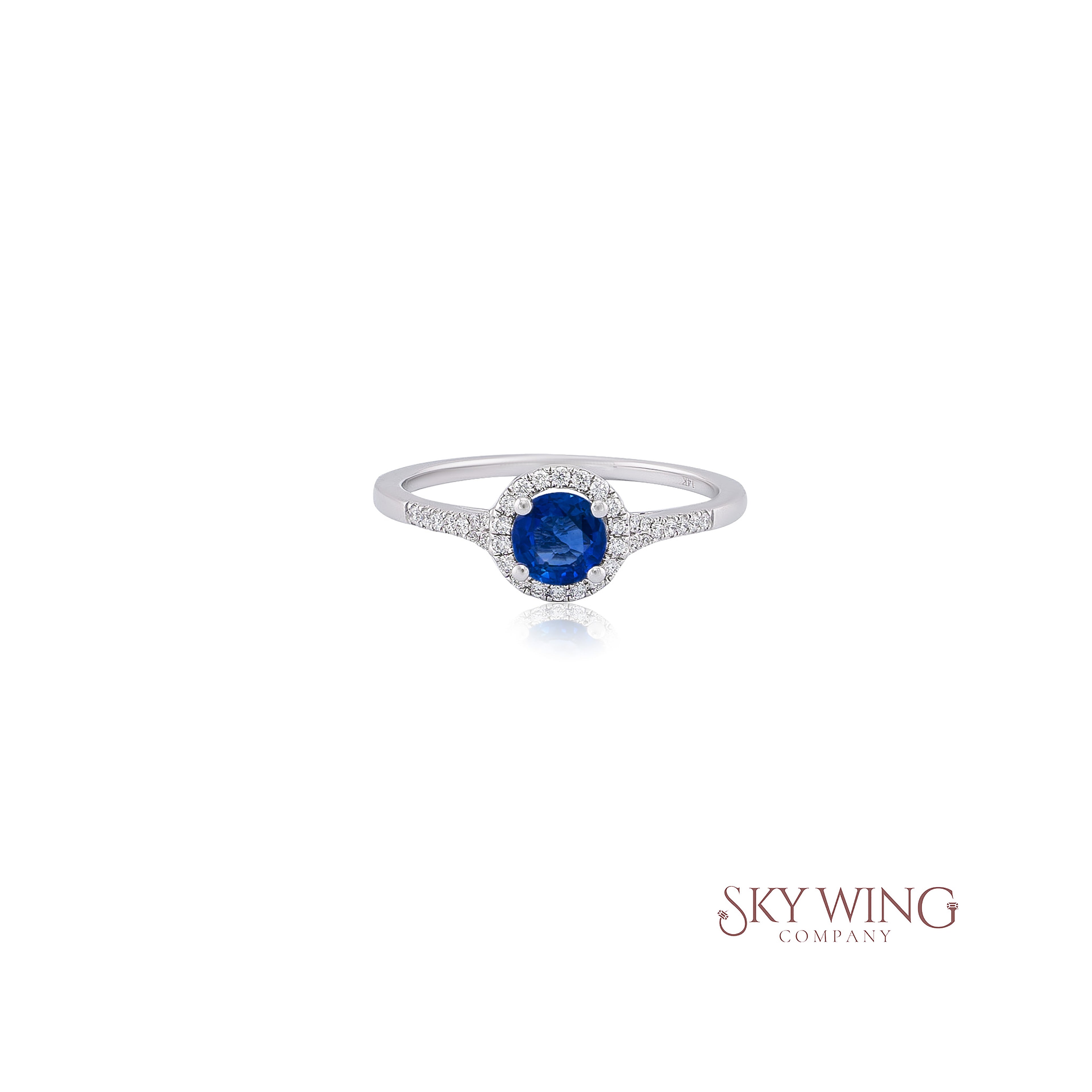 BLUE SAPPHIRE AND DIAMOND ROUND RING