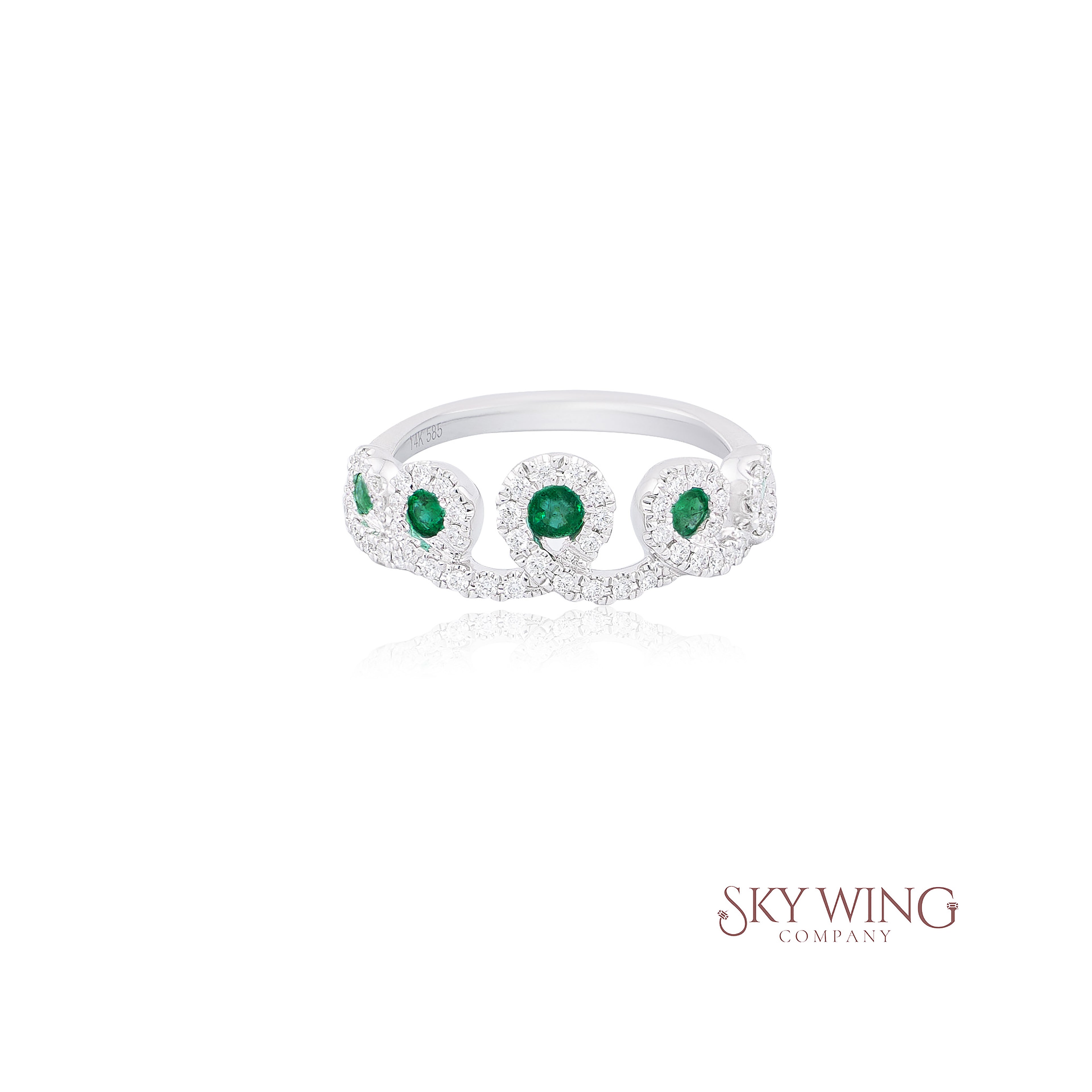 DIA: &amp; EMERALD CROWN STYLE RING