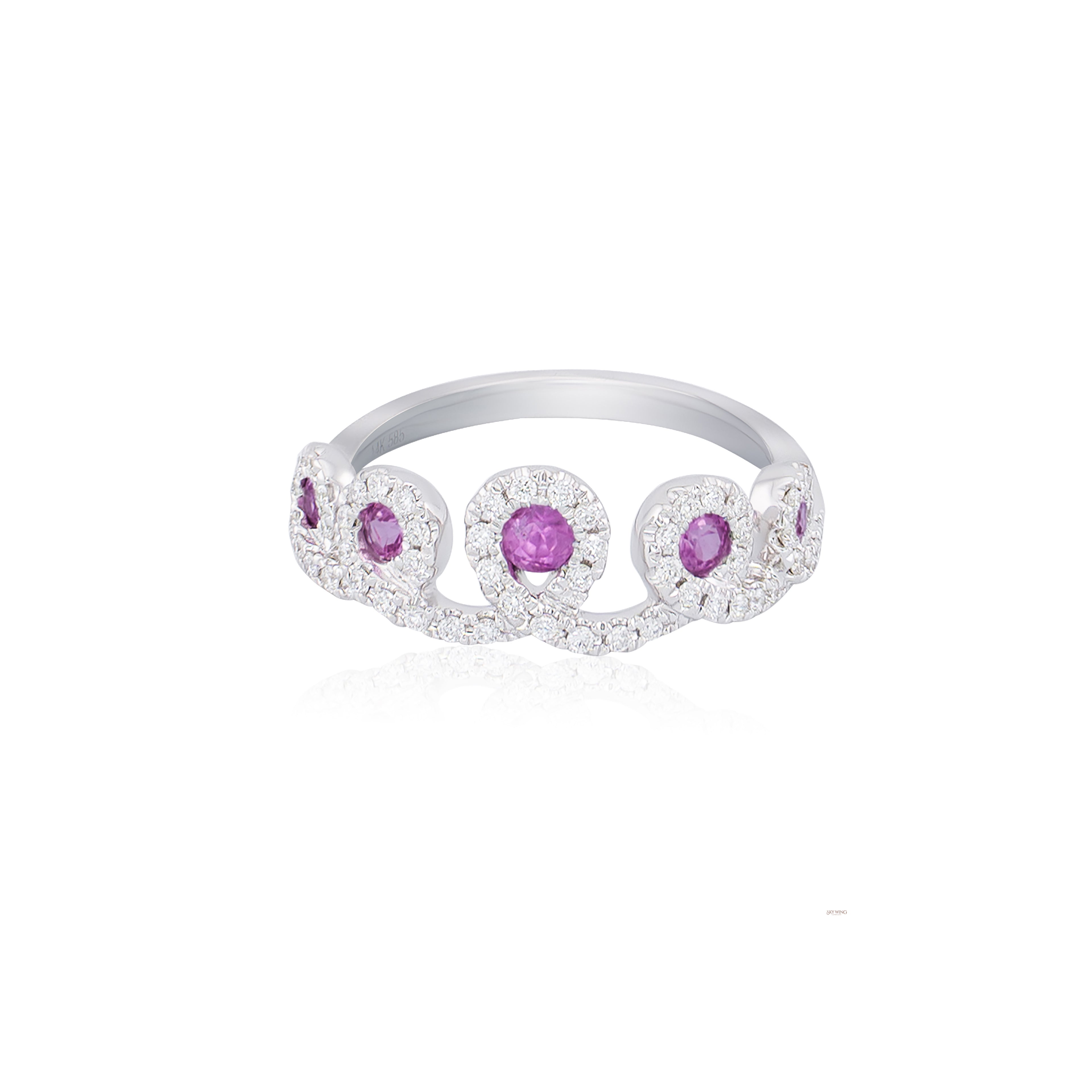 DIA: &amp; PINK SAPPHIRE CROWN STYLE RING