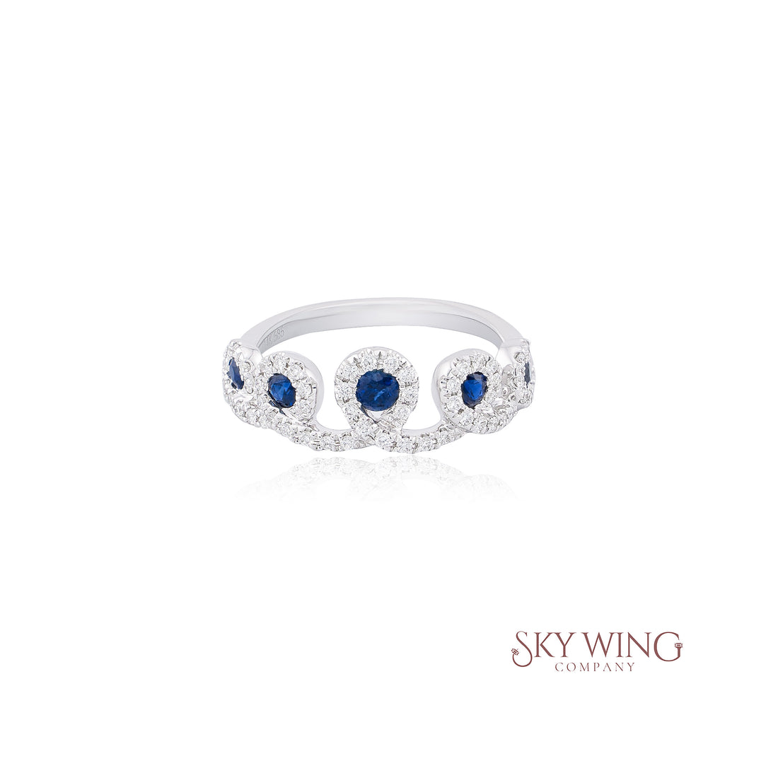 DIA: &amp; BLUE SAPPHIRE CROWN STYLE RING