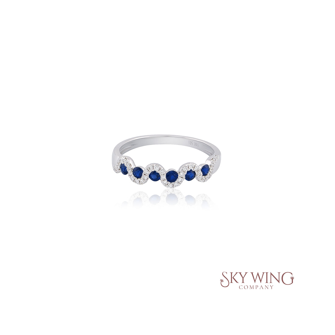 DIA: &amp; BLUE SAPPHIRE WAVE BAND