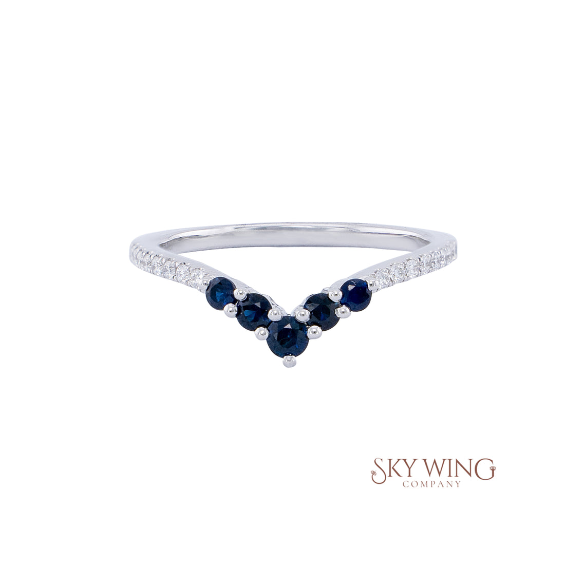 DIA: &amp; BLUE SAPPHIRE CONTOUR BAND