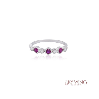 ROUND RUBY &amp; DIAMOND RING